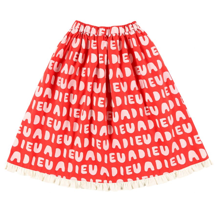 Girls Red Logo Cotton Skirt
