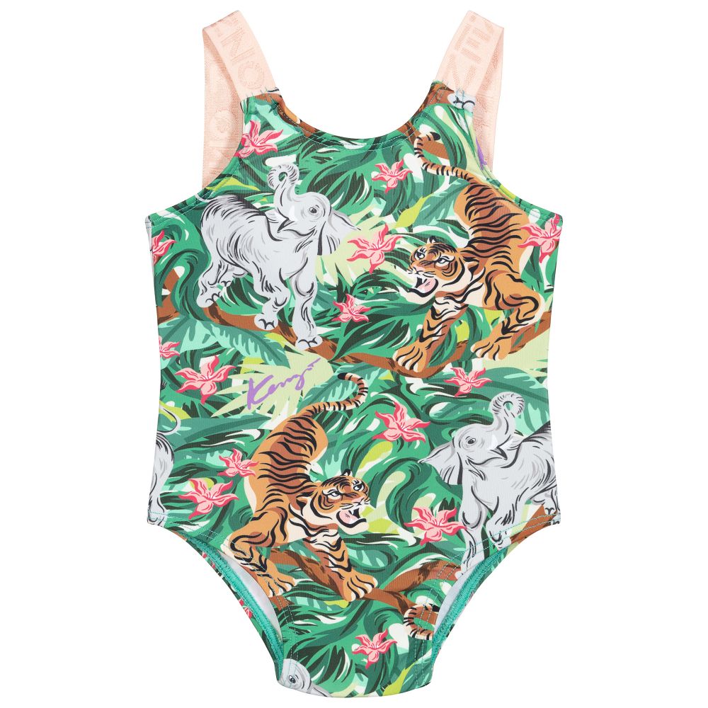 Baby Girls Green Printing Swimsuit