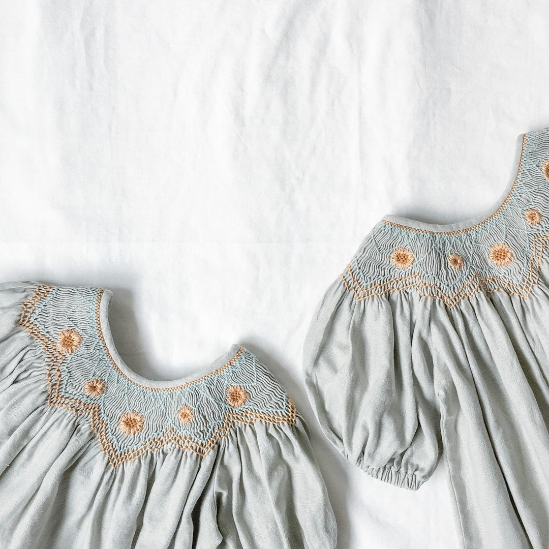 Girls Grey Embroidered Cotton Blouse