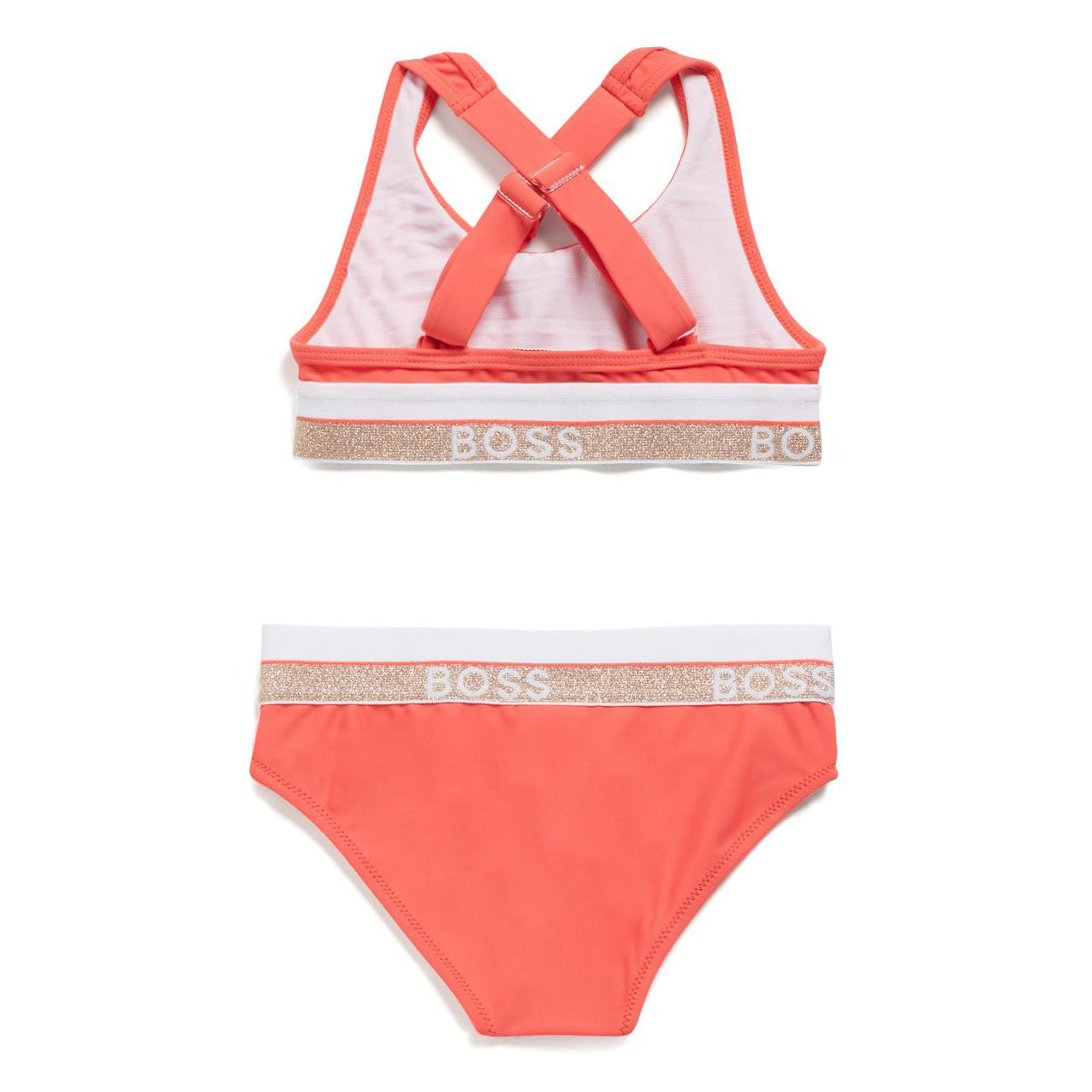 Girls Orange Logo Swimsuit
