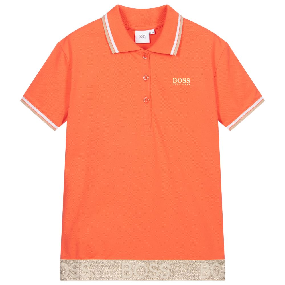 Girls Red Logo Cotton Polo Shirt
