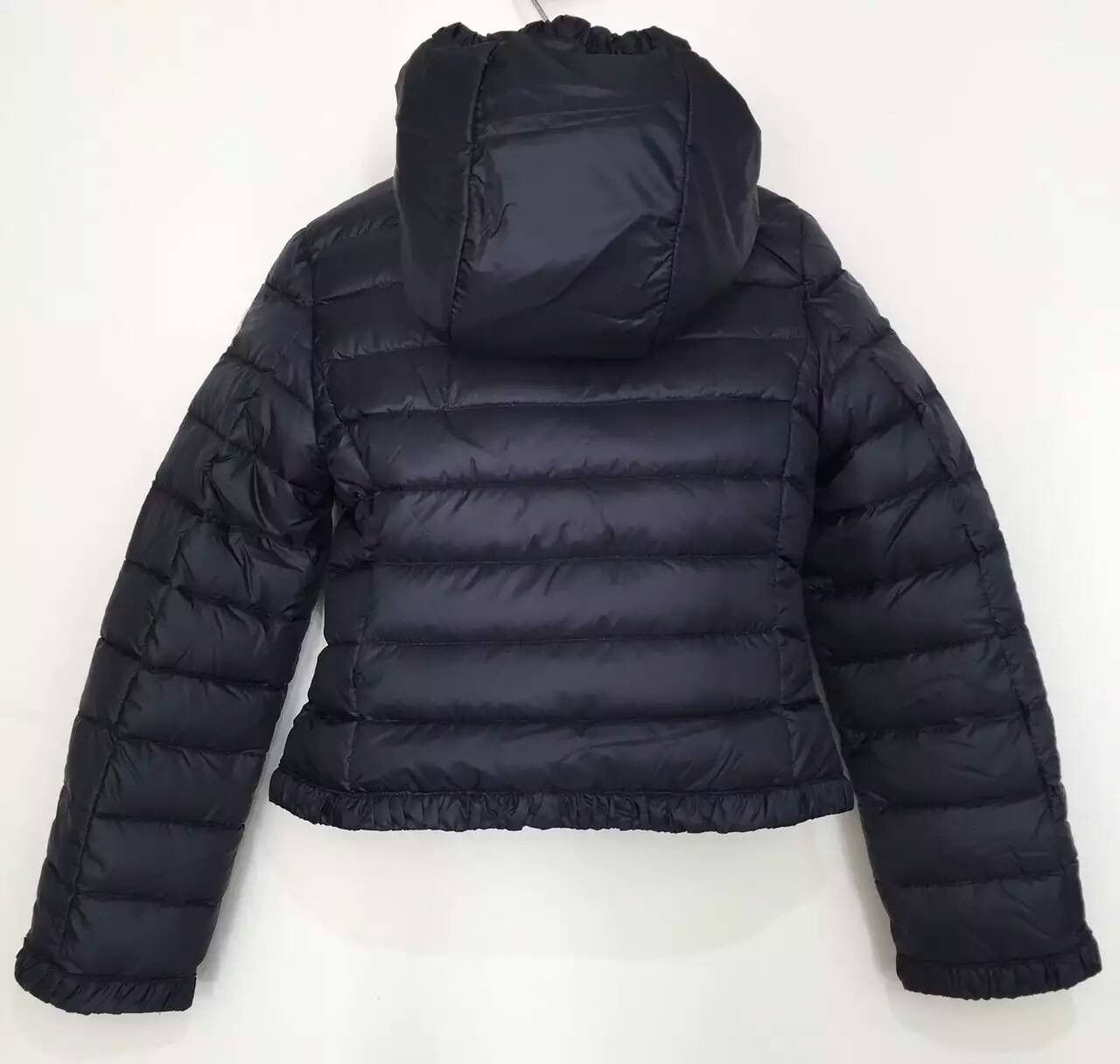 Girls Navy Blue Down Padded Hooded 'Flavienne' Jacket With Frilly Cuffs - CÉMAROSE | Children's Fashion Store - 2