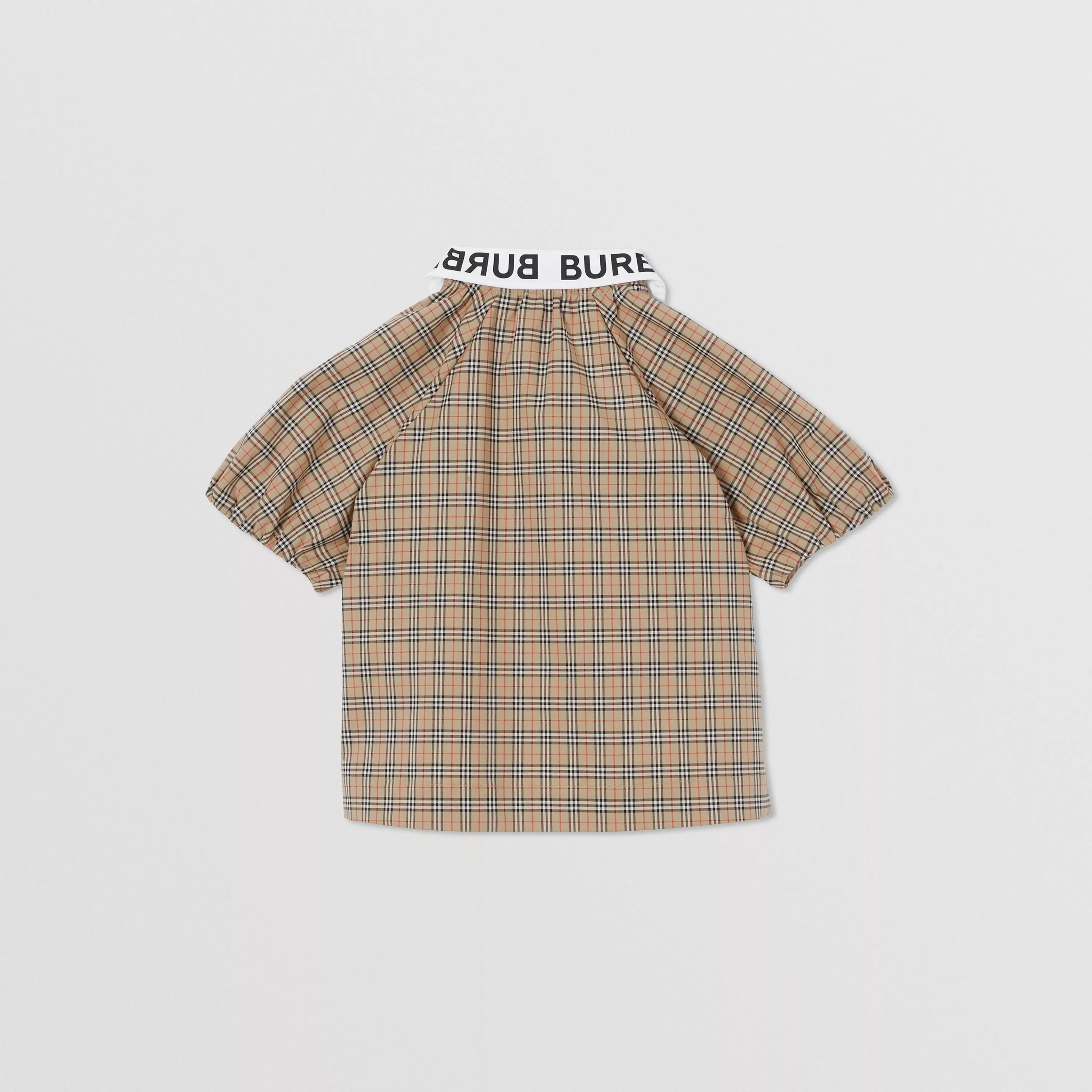 Girls Beige Check Cotton Shirt