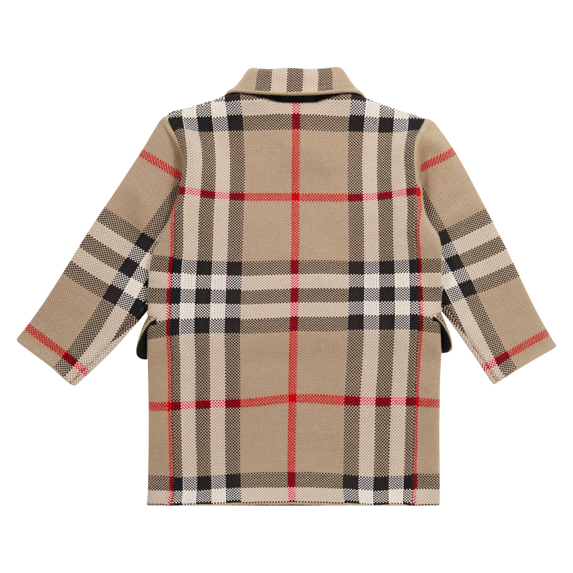 Girls Beige Check Wool Coat