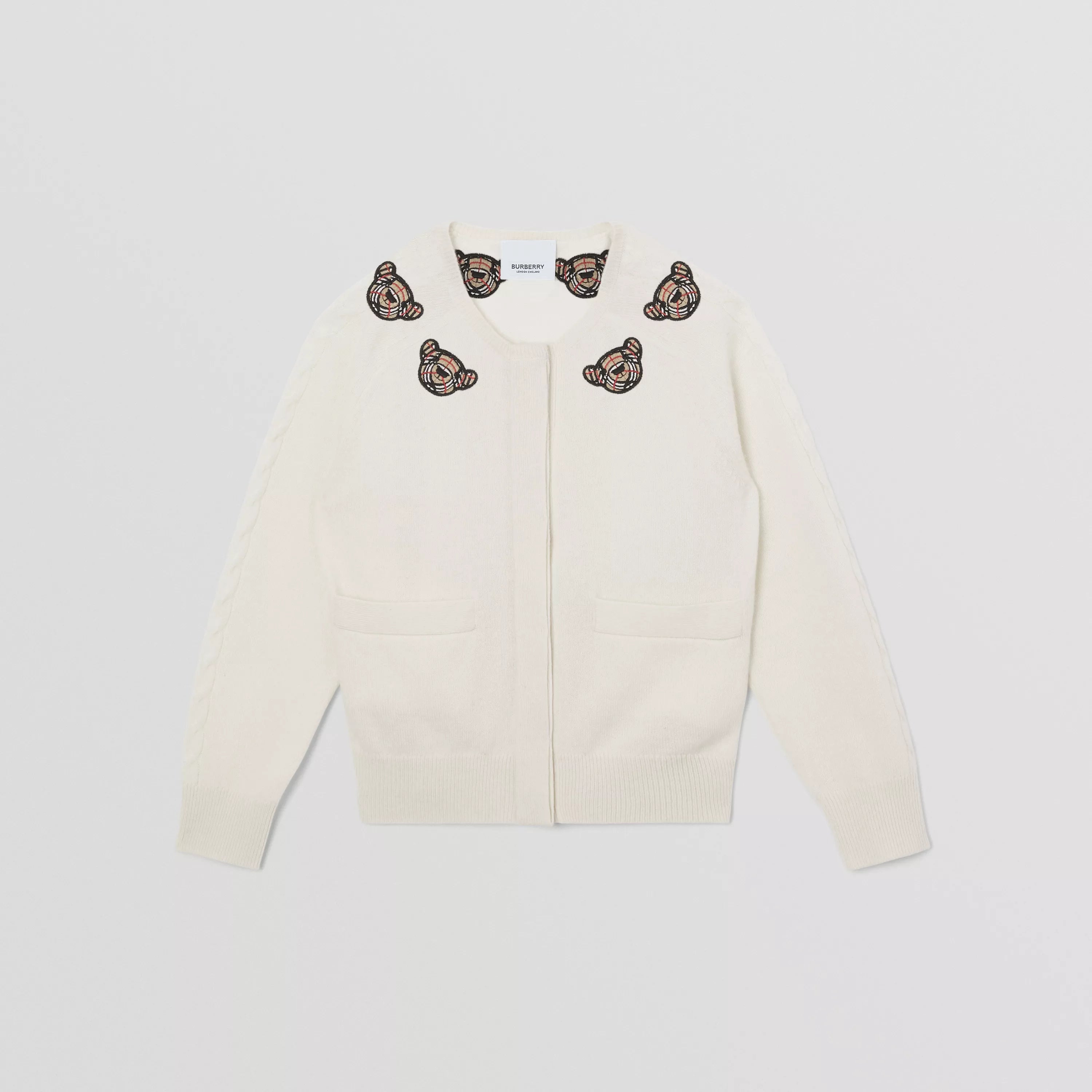 Girls Ivory Embroidered Wool Cardigan