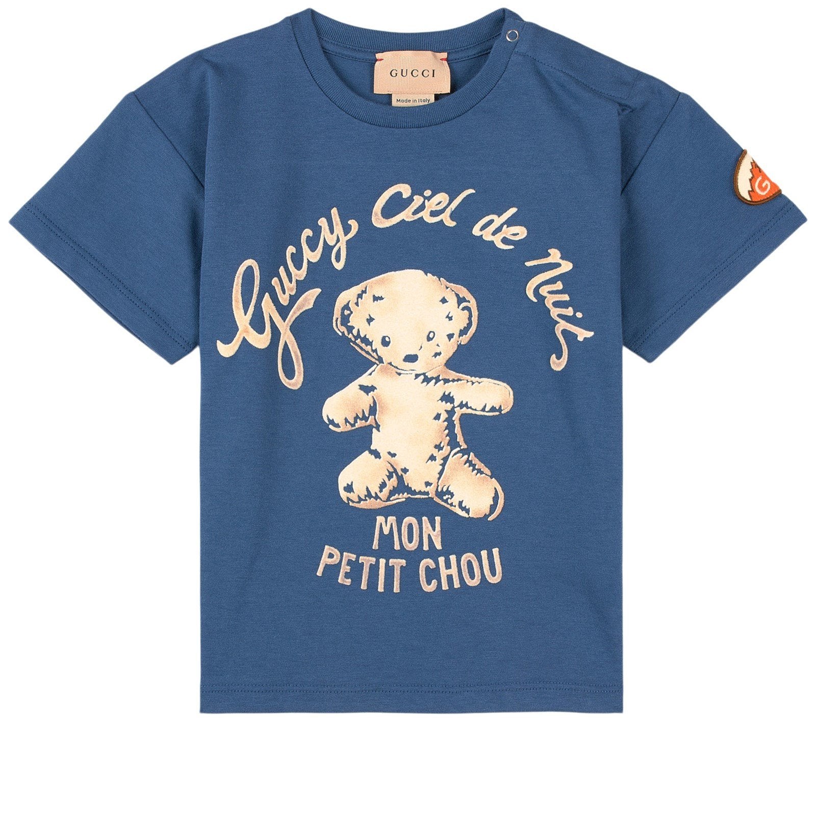 Baby Boys Blue Printed Cotton T-Shirt