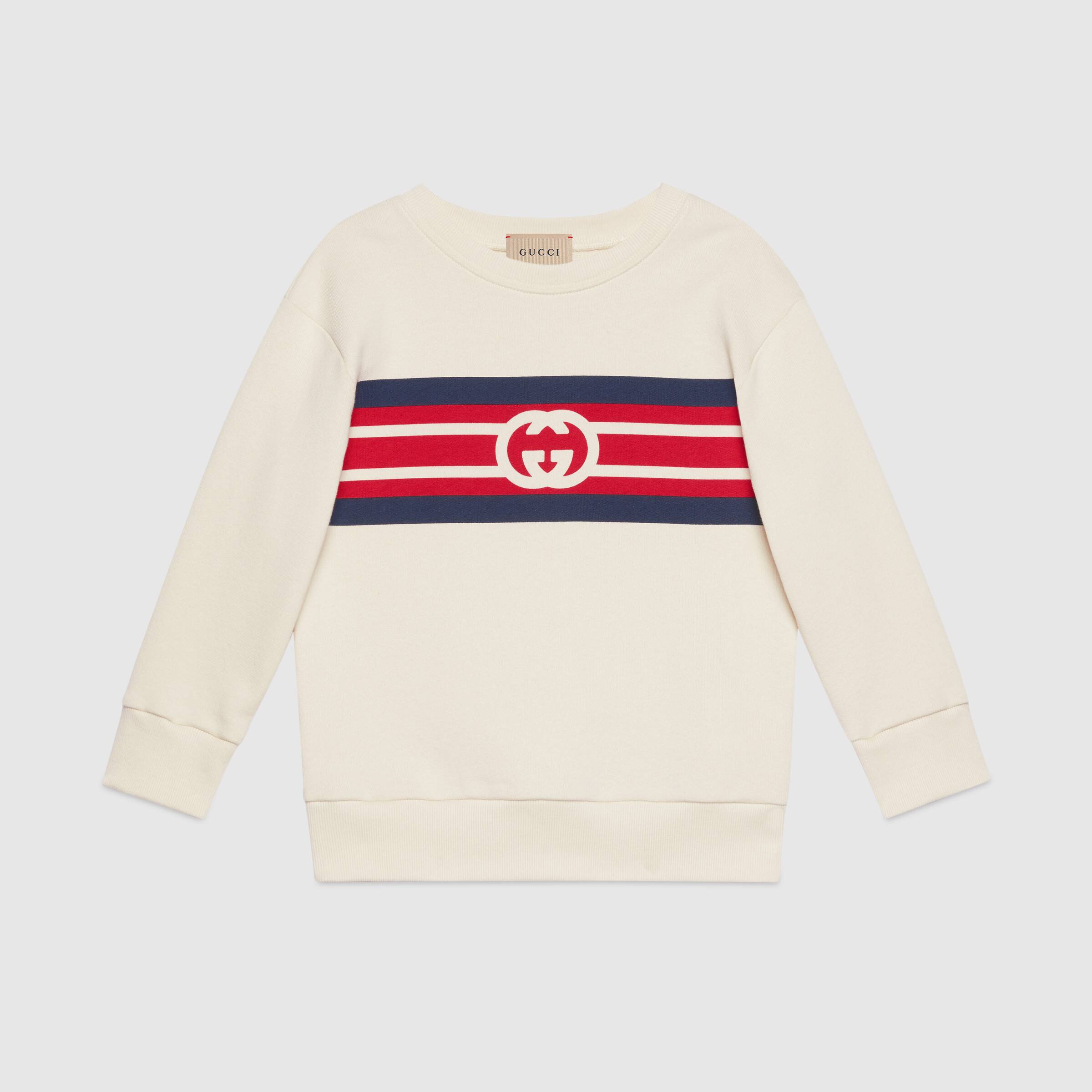 Boys White Logo Cotton Sweatshirt