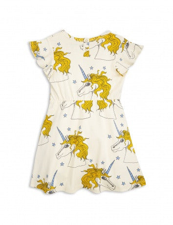 Girls Ivory Unicorn Printed Dress