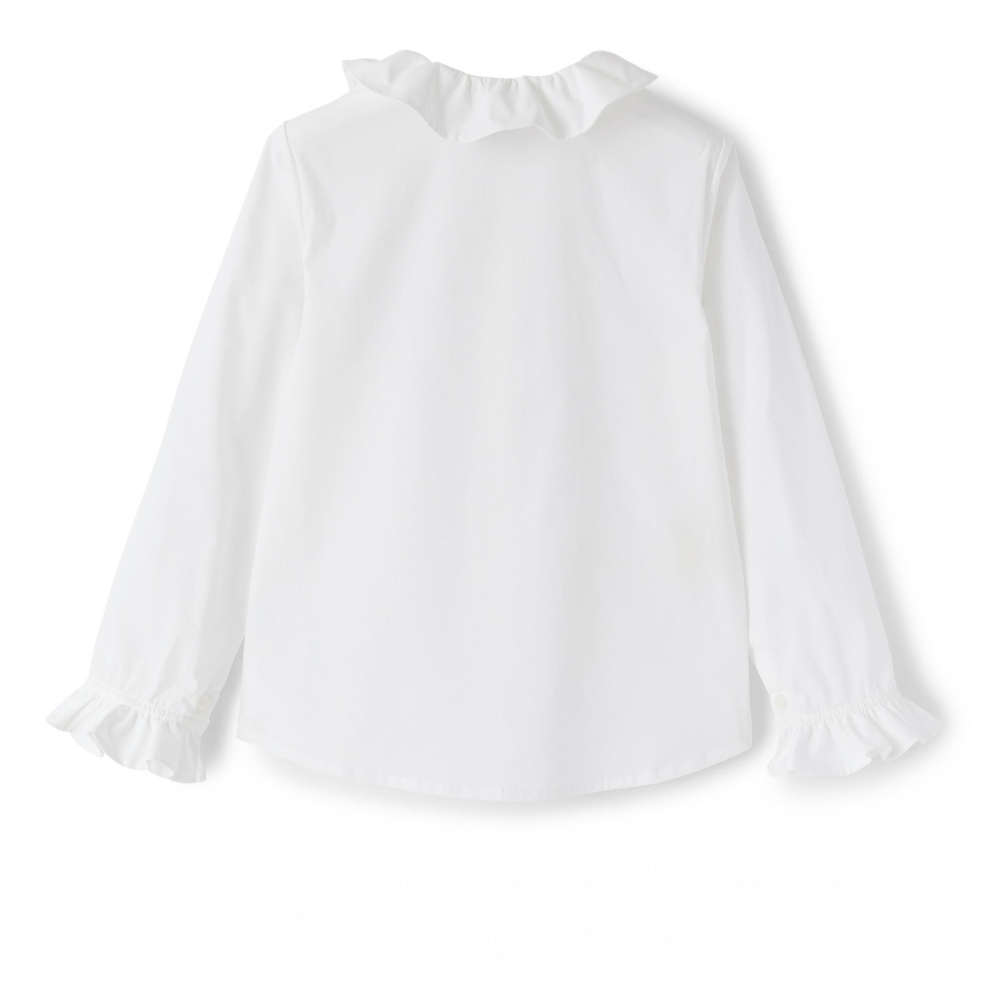 Girls White Ruffle Cotton Shirt
