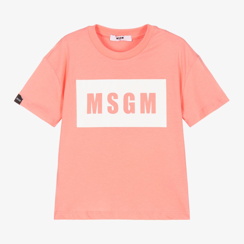 Girls Pink Logo Cotton T-Shirt