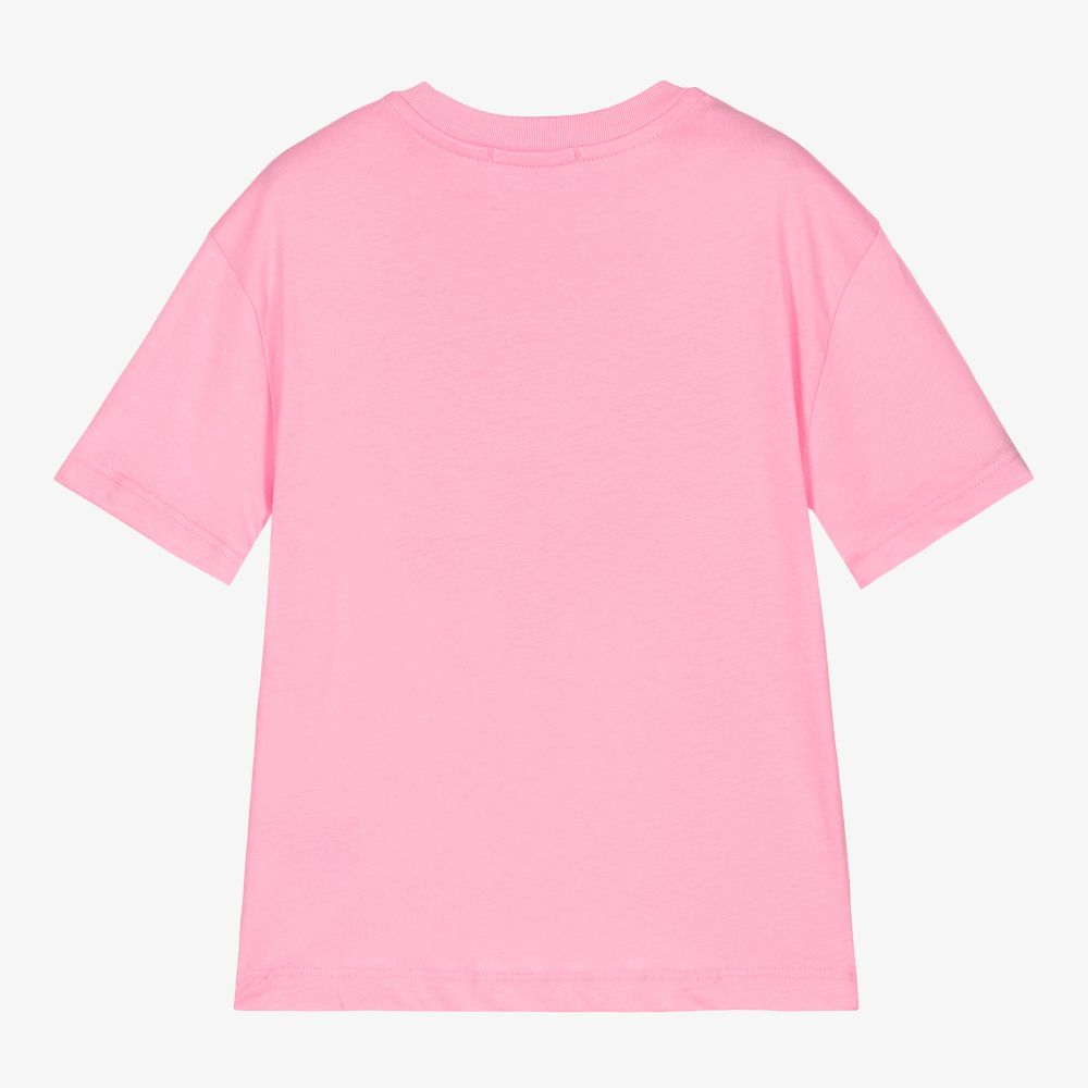 Girls Pink Logo Cotton T-Shirt
