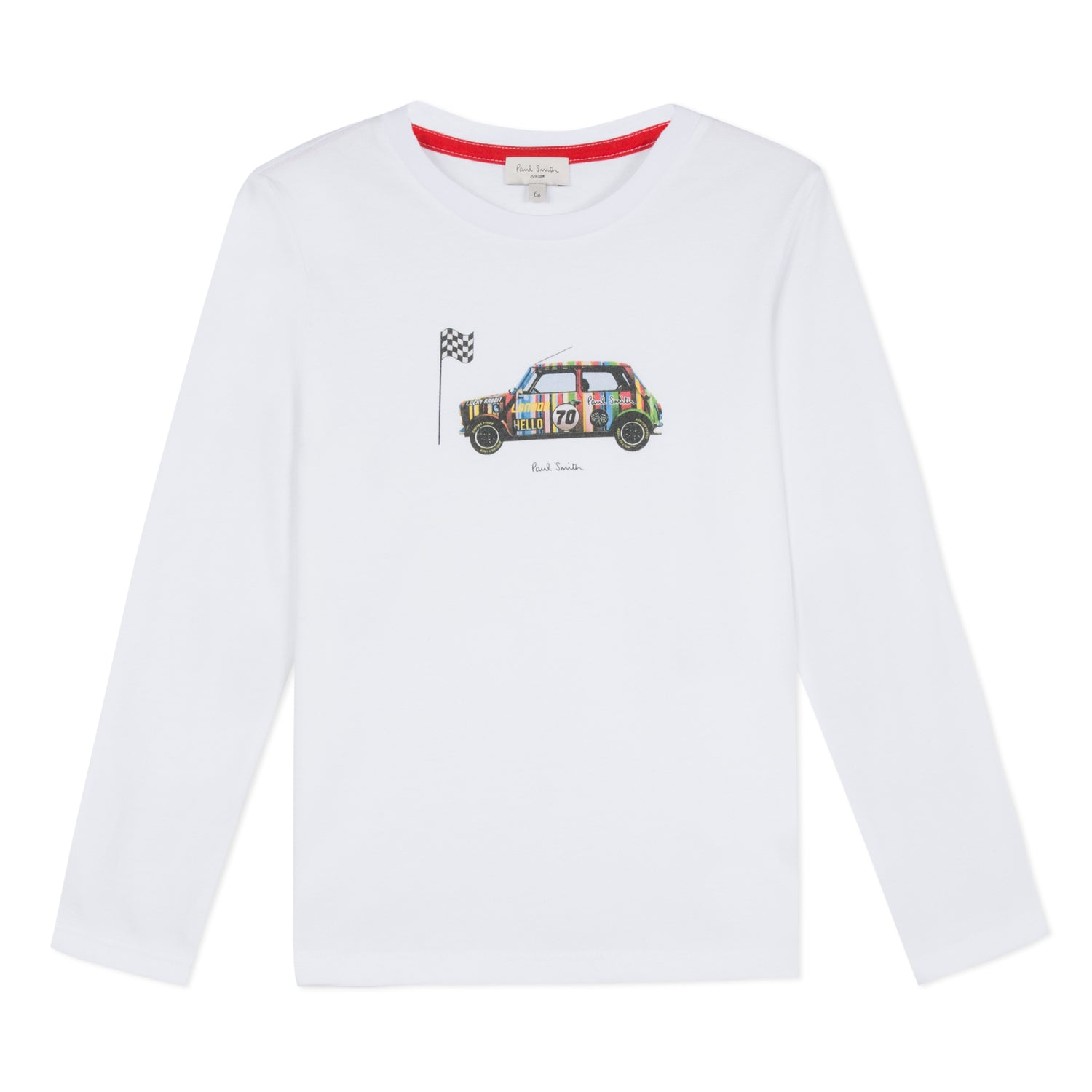 Boys White Car Cotton Top