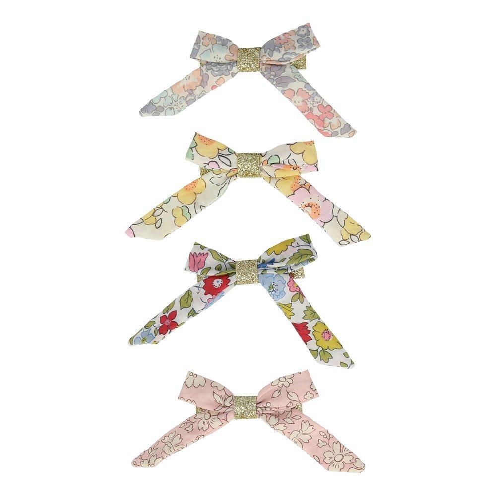 Floral Bow Hair Clips