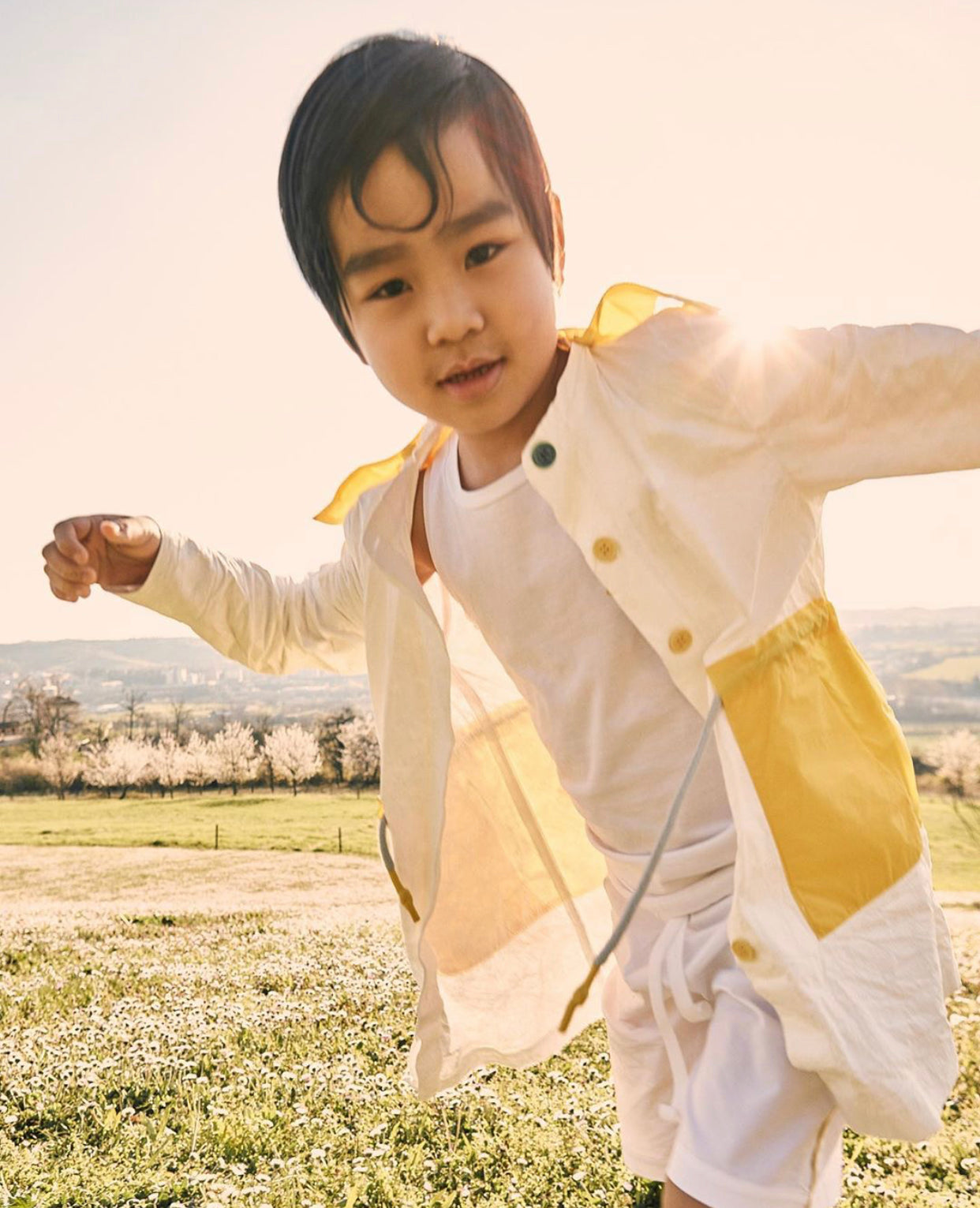 Girls White & Yellow Coat