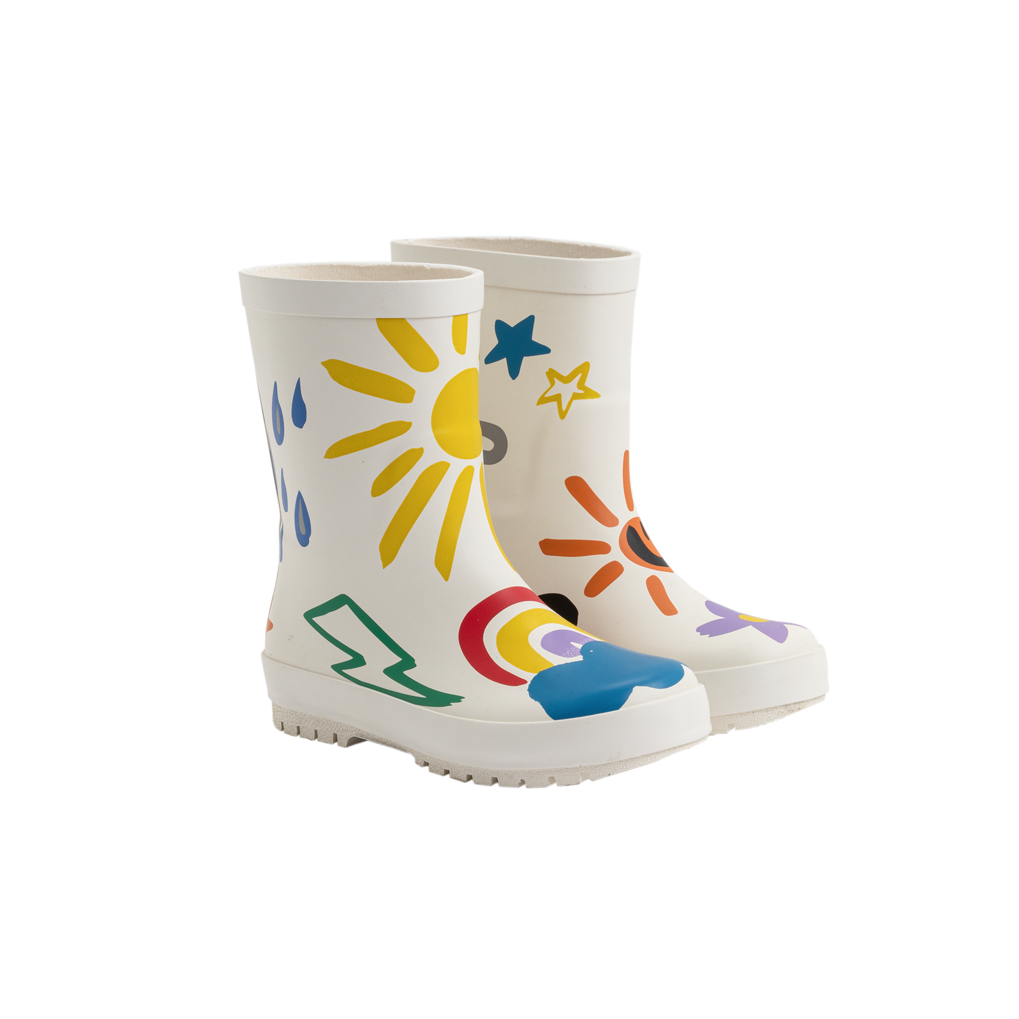 Girls White Weather Rainy Boots