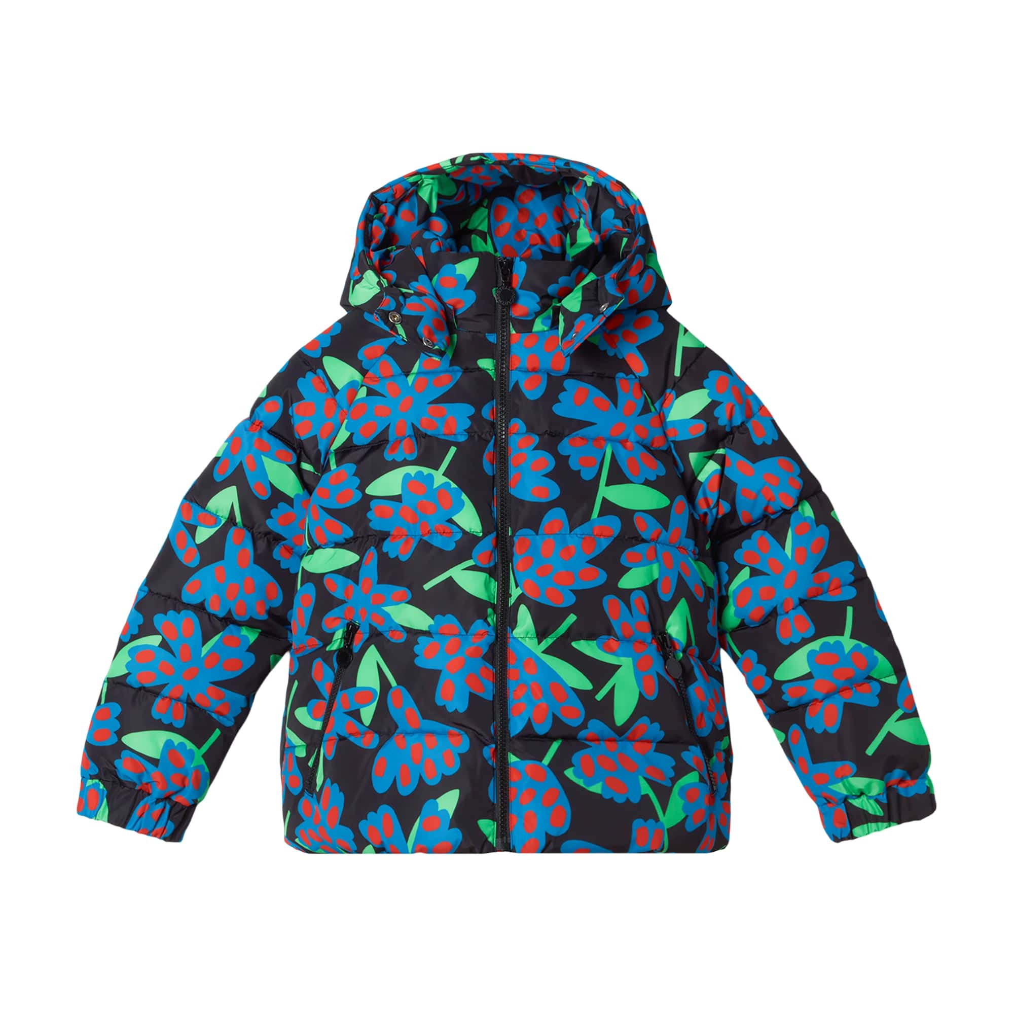 Girls Blue Flowers Puffy Jacket