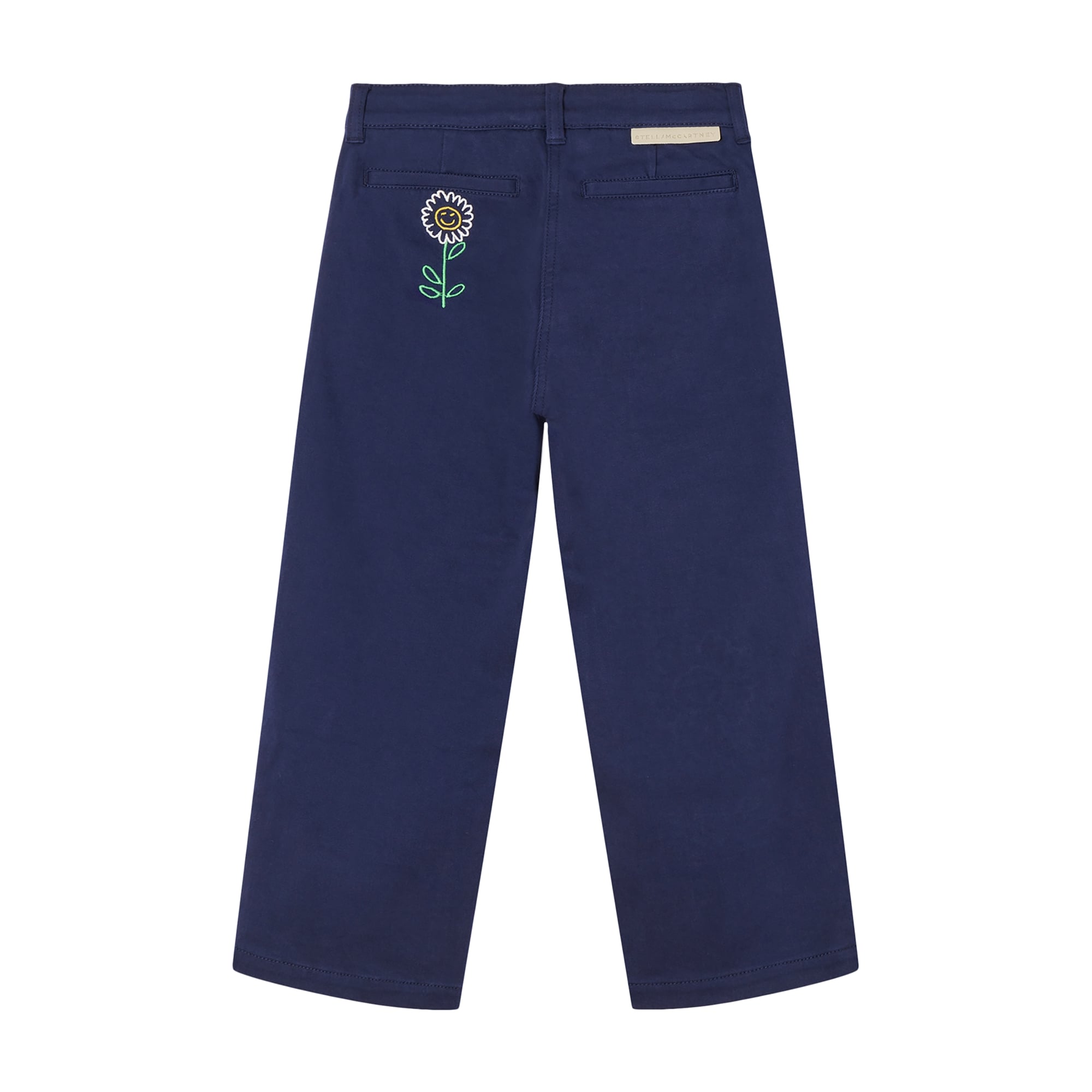 Girls Dark Navy Embroidered Denim Trousers