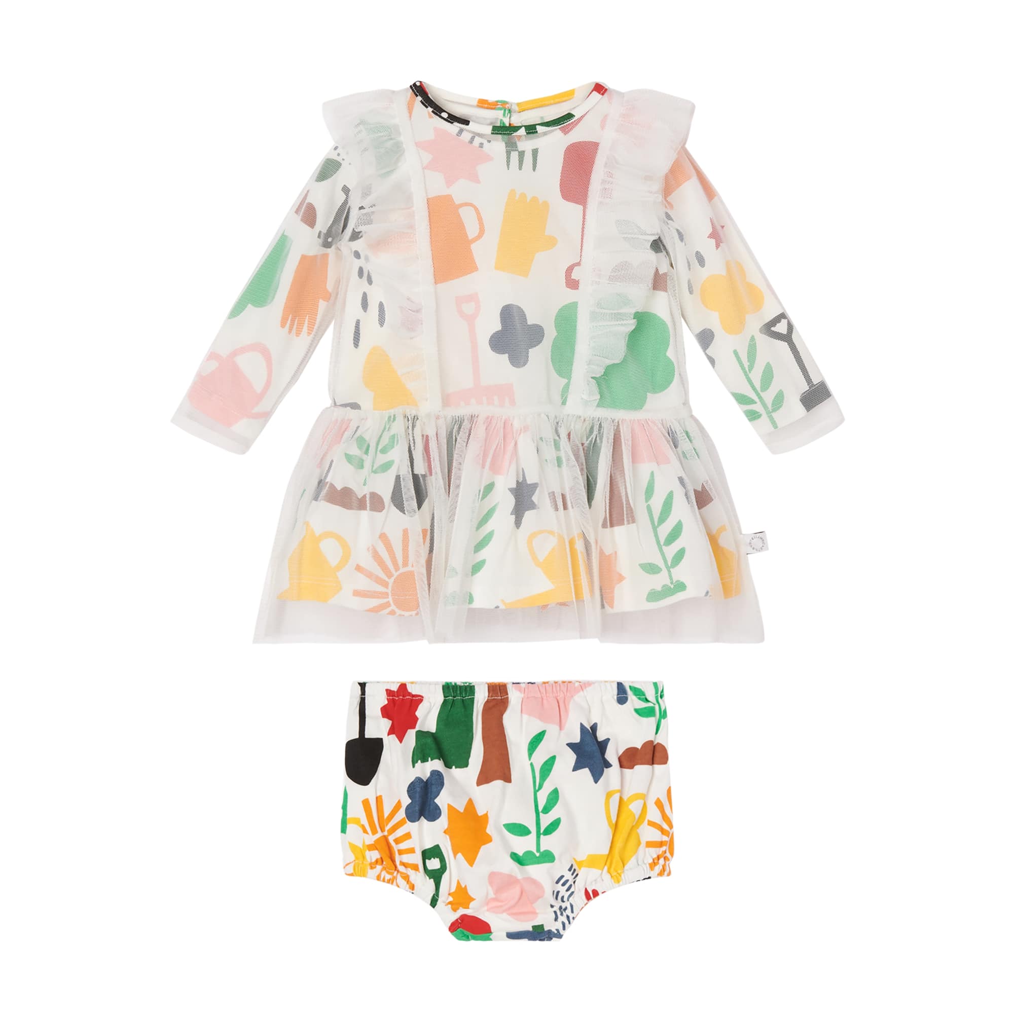 Baby Girls White Printing Dress Set