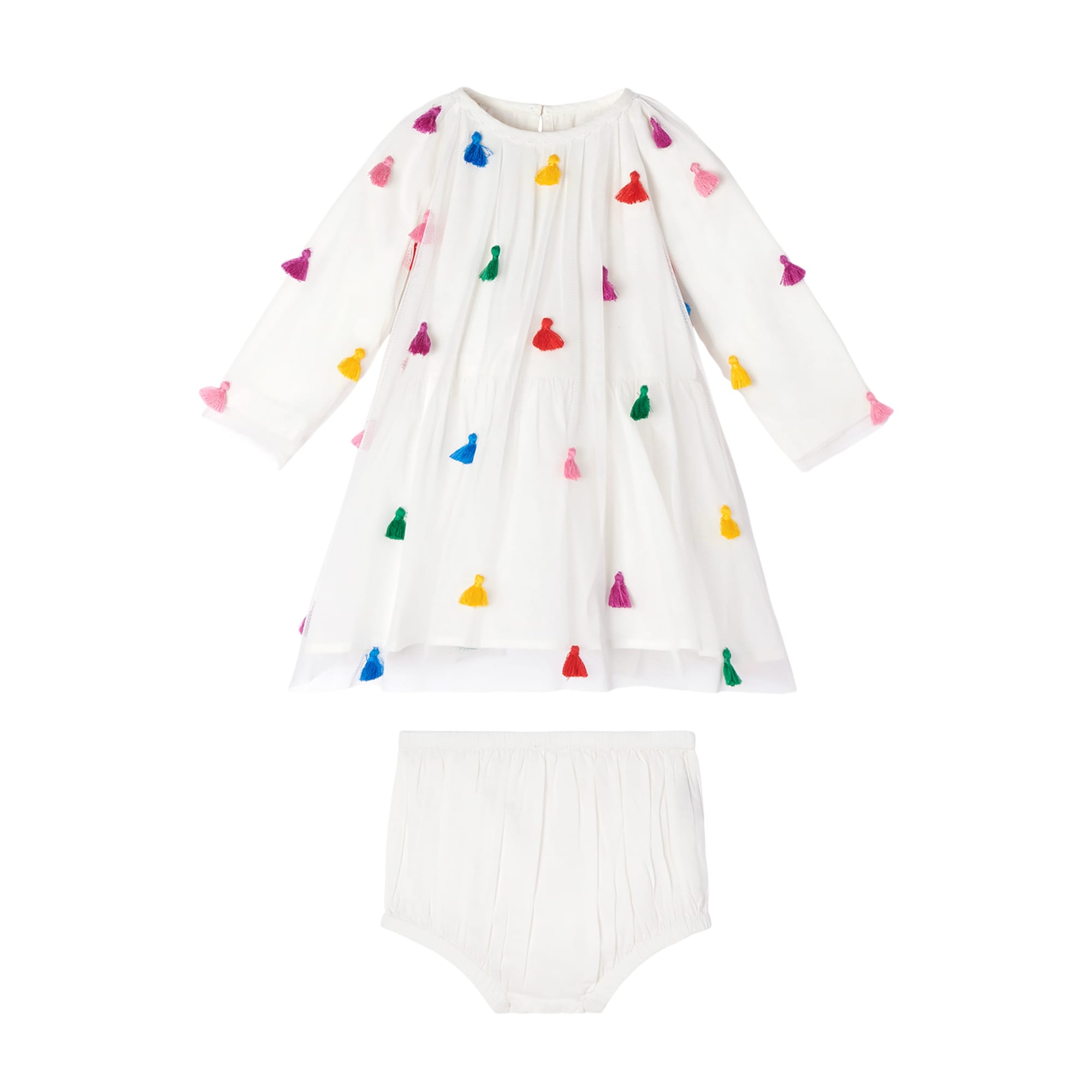 Baby Girls White Tassels Tulle Dress Set