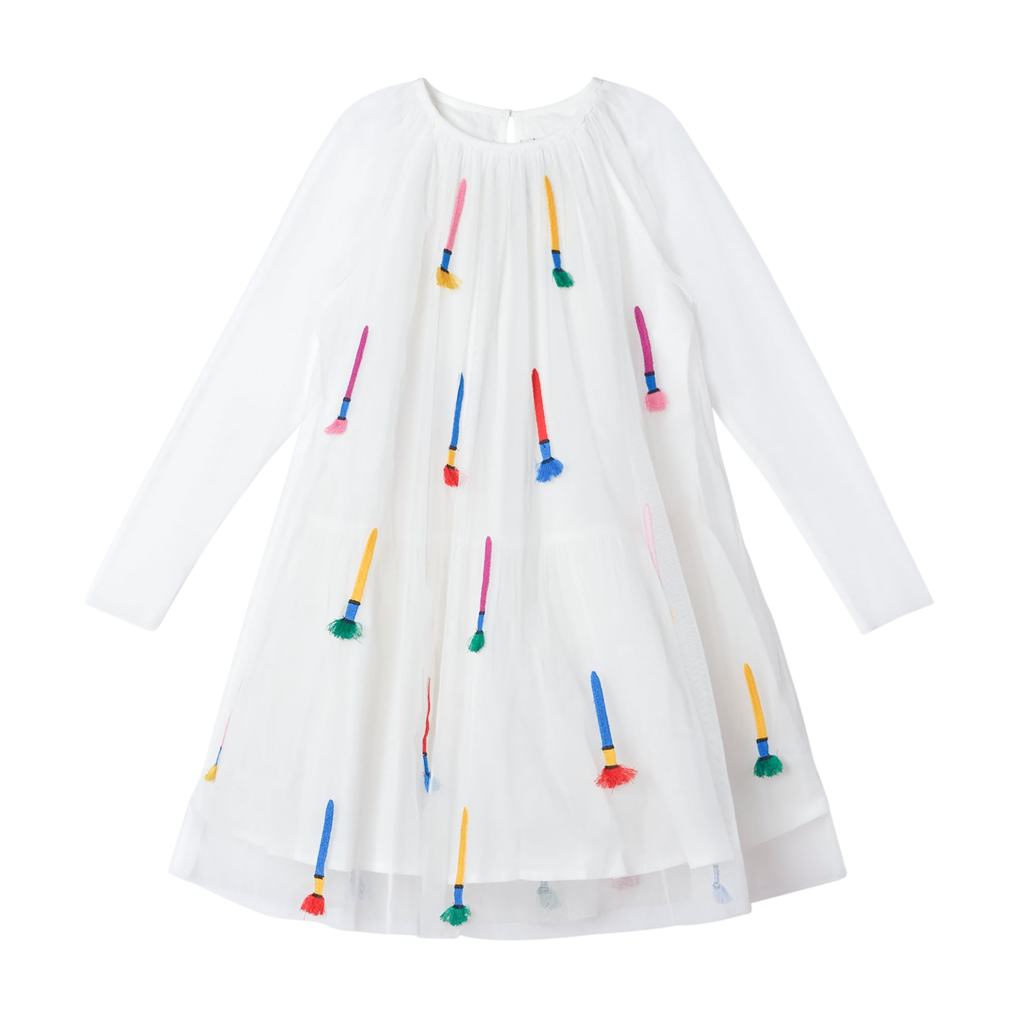 Girls White Embroidered Tulle Dress