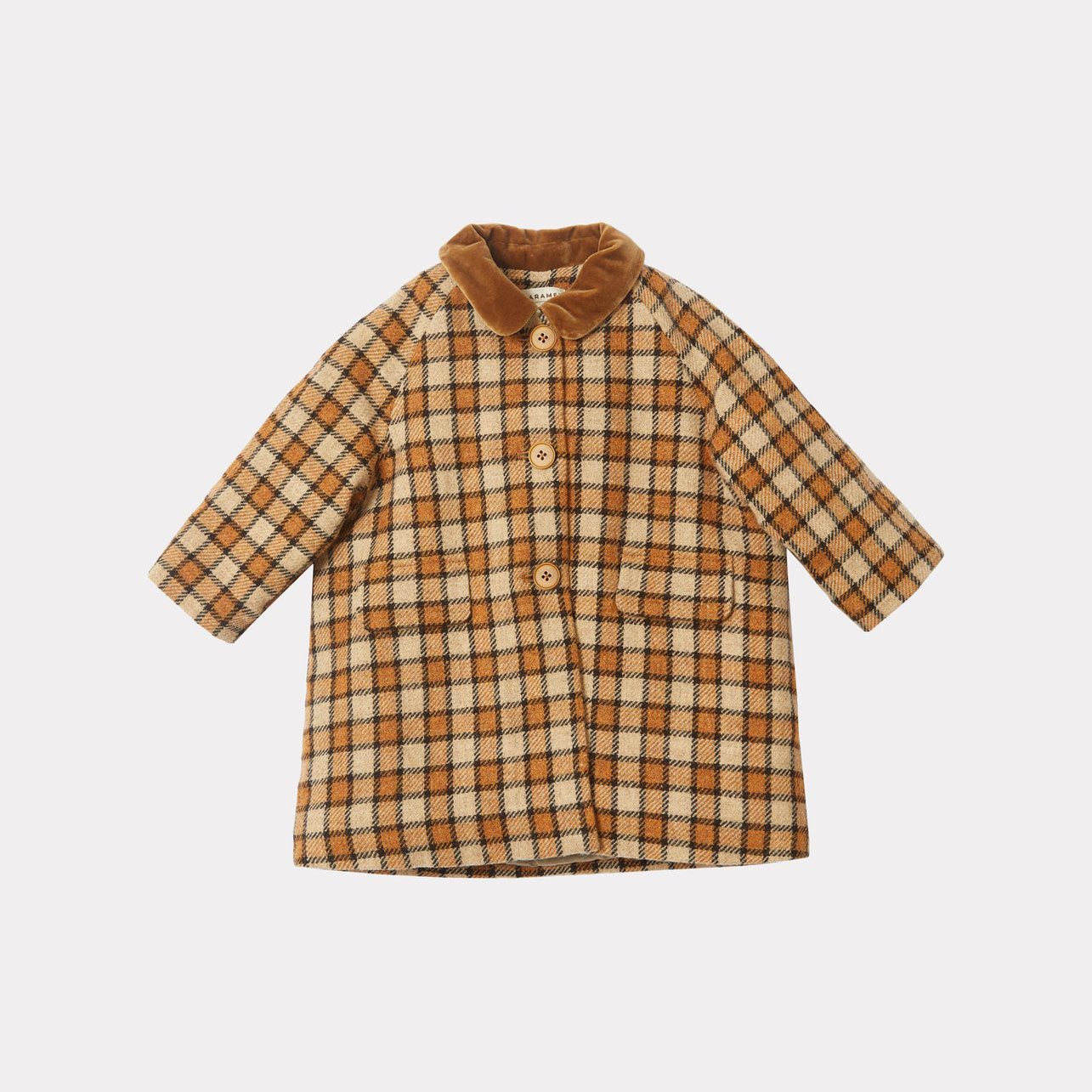 Baby Girls Brown Check Wool Coat
