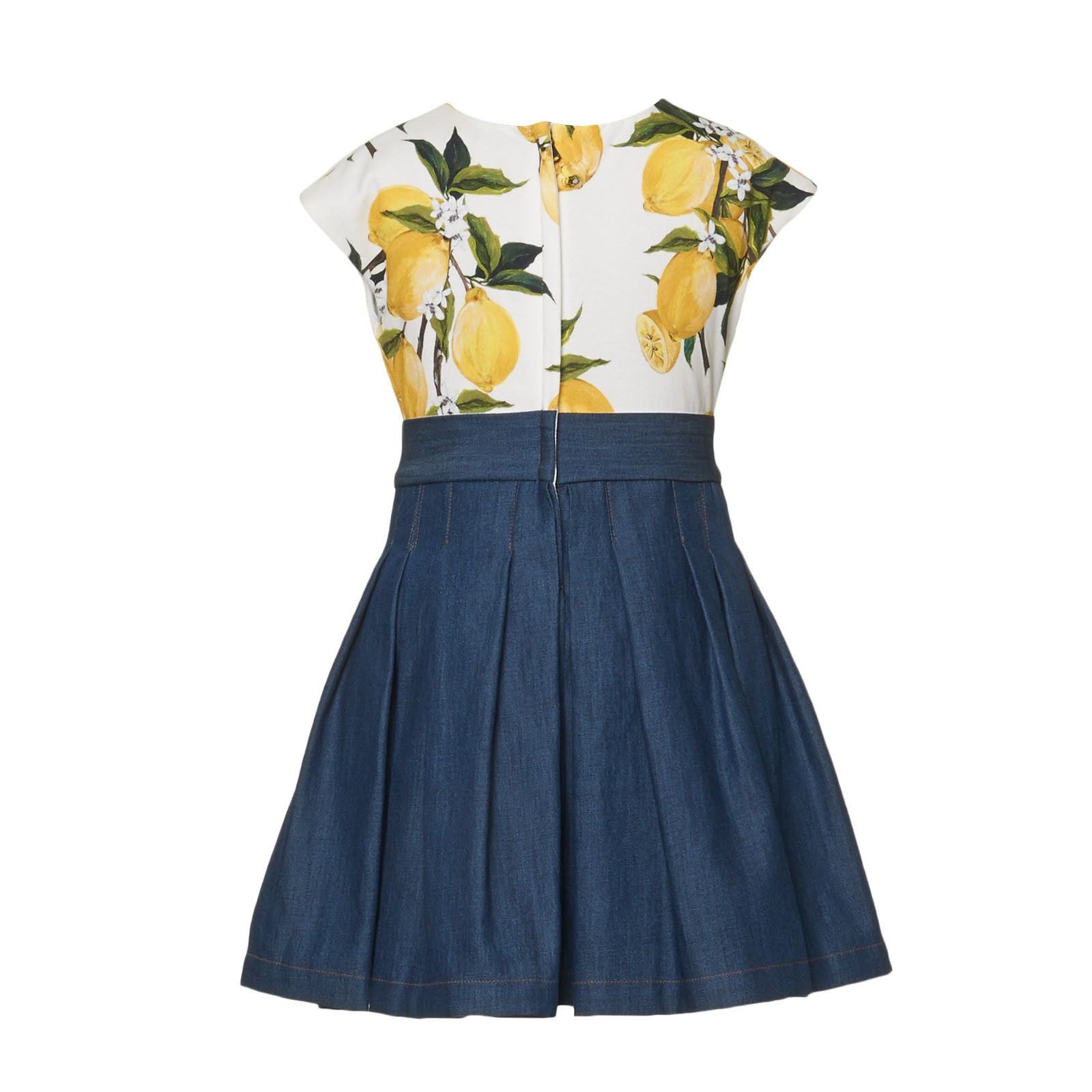 Girls White Top&Blue Bottom Lemons Printed Dress - CÉMAROSE | Children's Fashion Store - 2