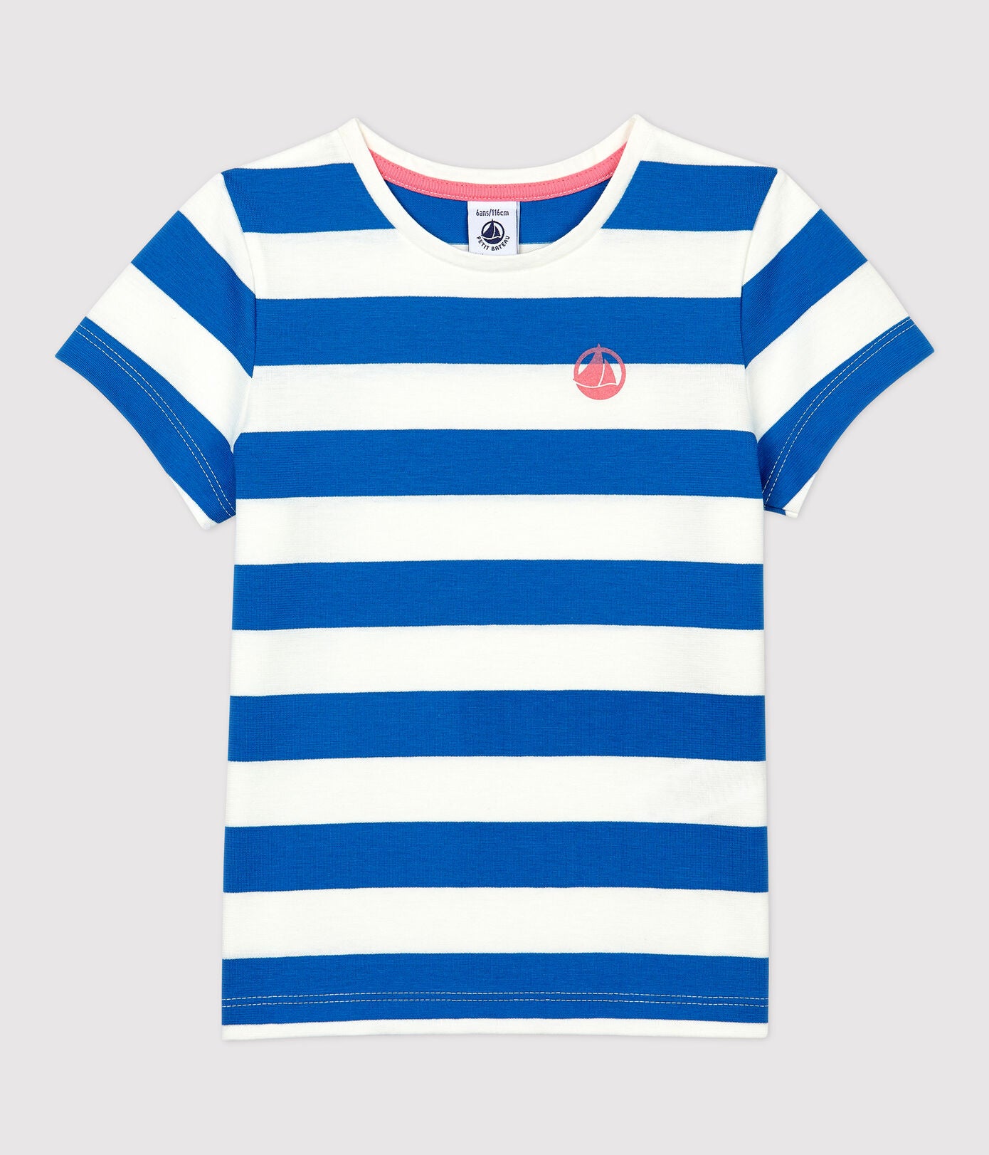 Girls Blue Stripes Cotton T-Shirt