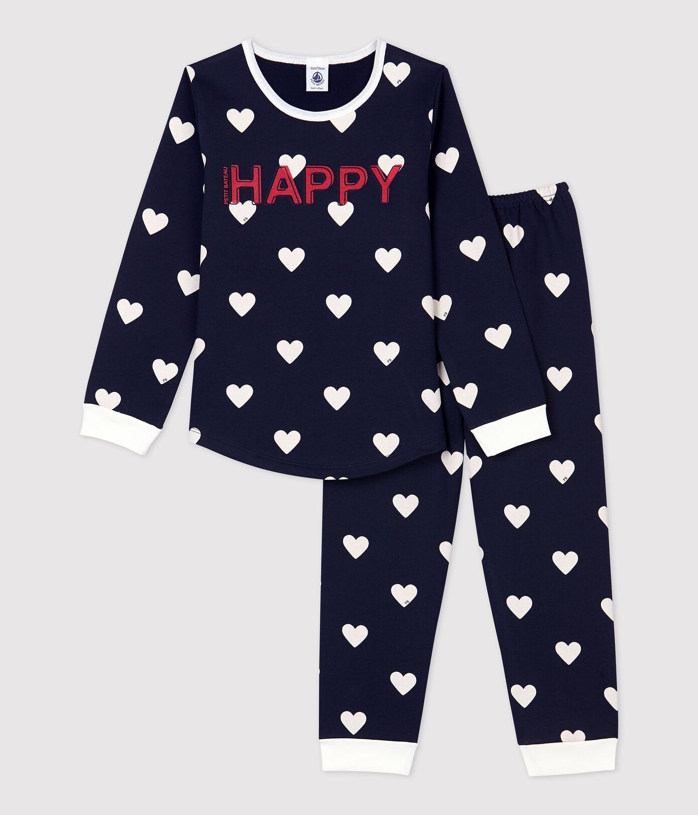Girls Navy Heart Cotton Nightwear Set