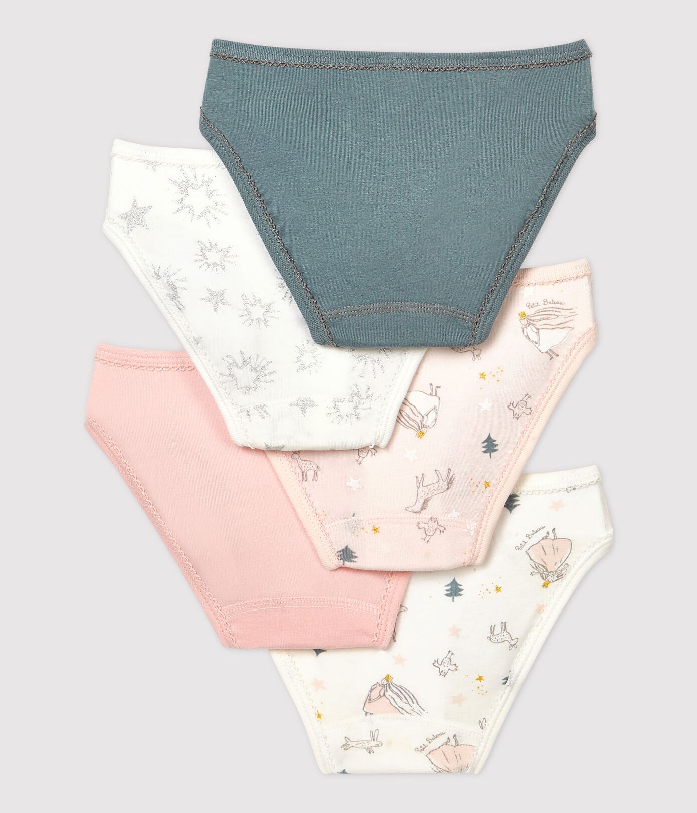 Girls Multicolor Printed Cotton Underwear Set(5 Pack)