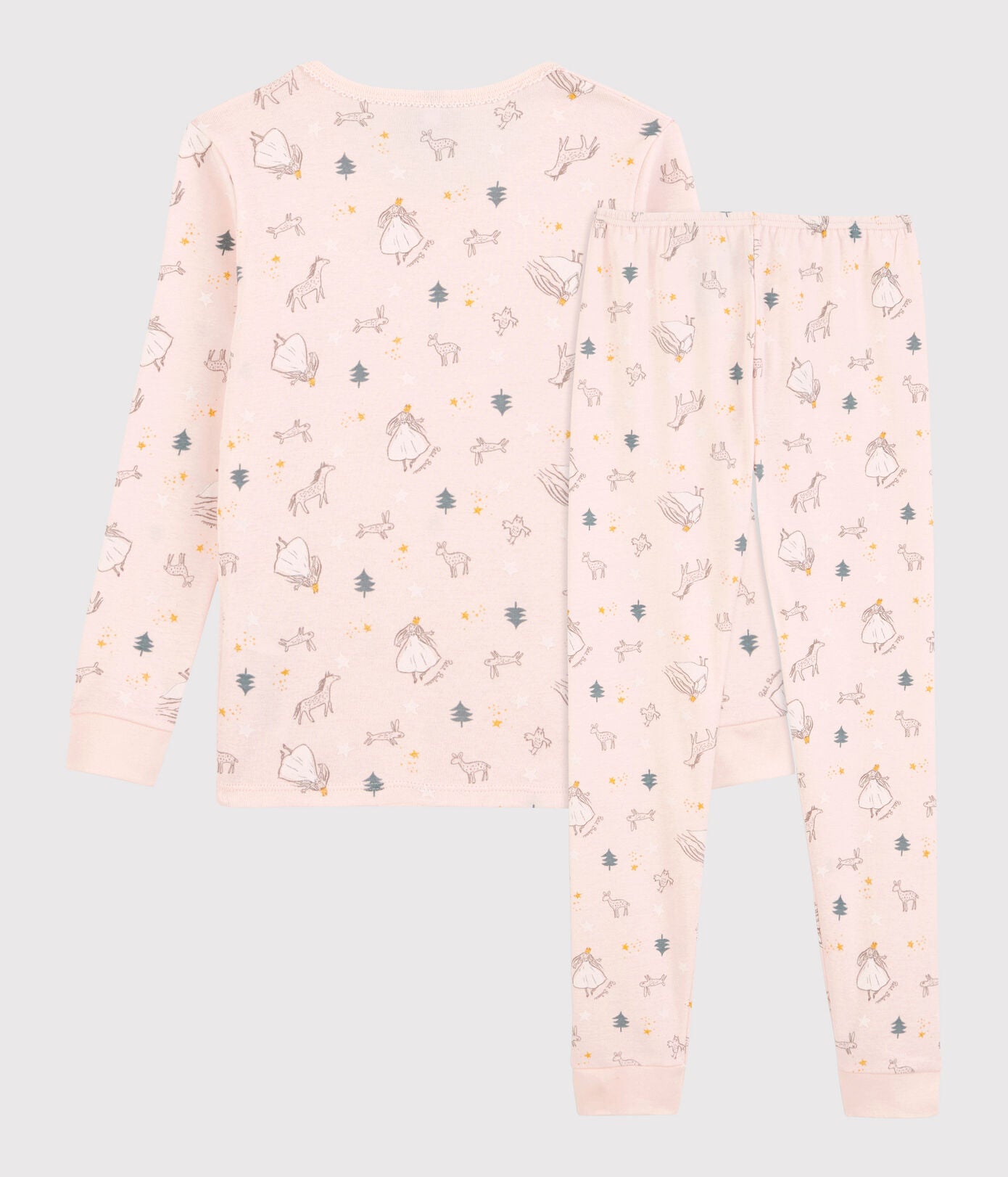 Girls Pink Printed Cotton Nightwear Set