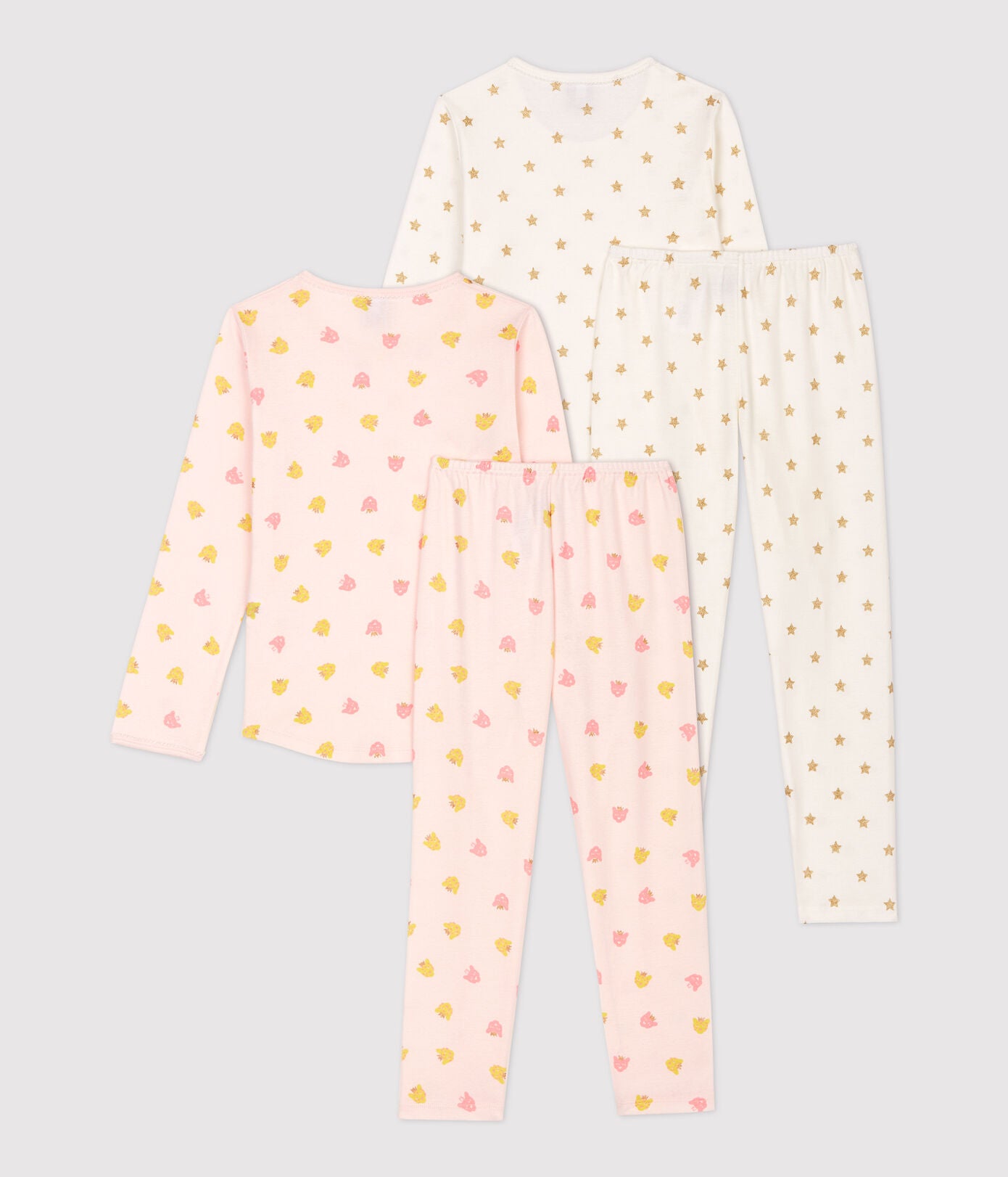Girls Pink Printed Cotton Nightwear Set(2 Pack)