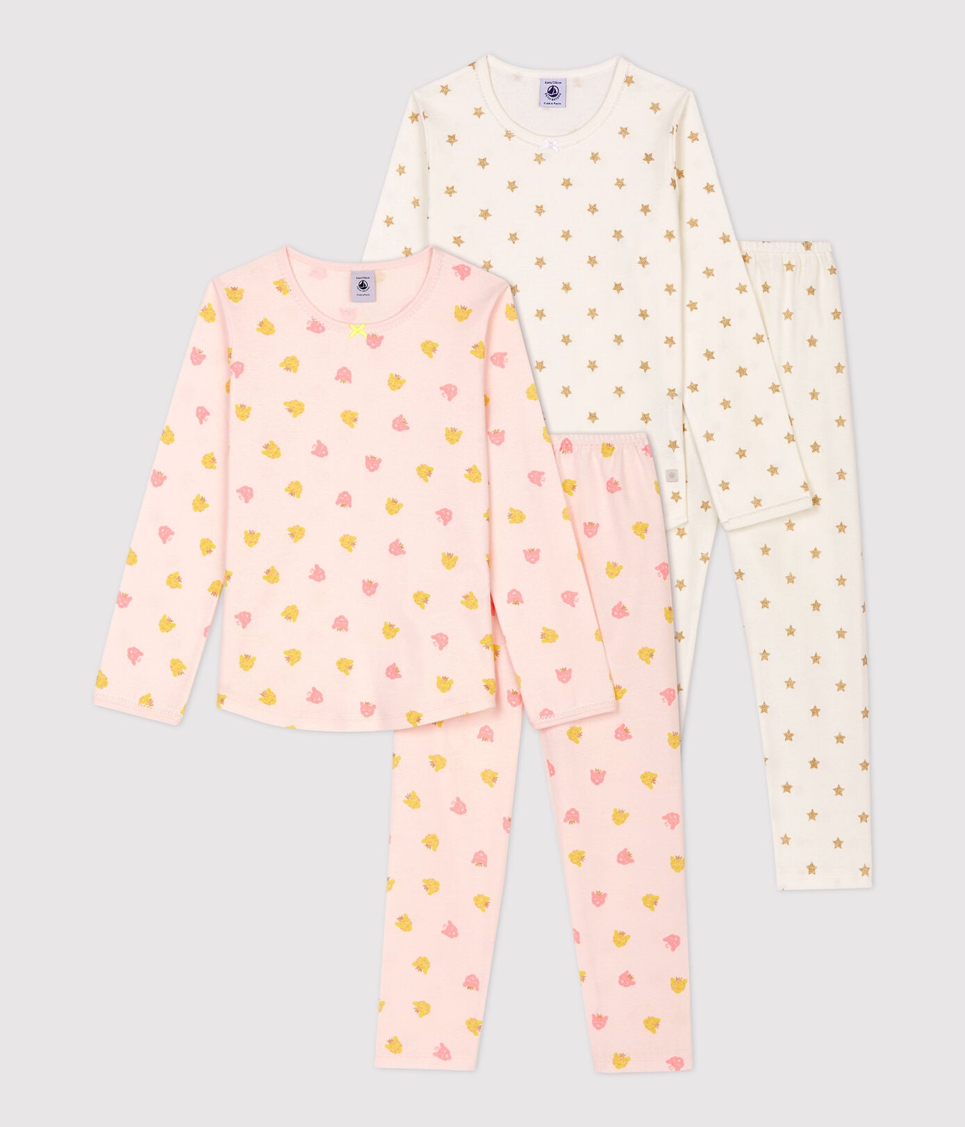 Girls Pink Printed Cotton Nightwear Set(2 Pack)