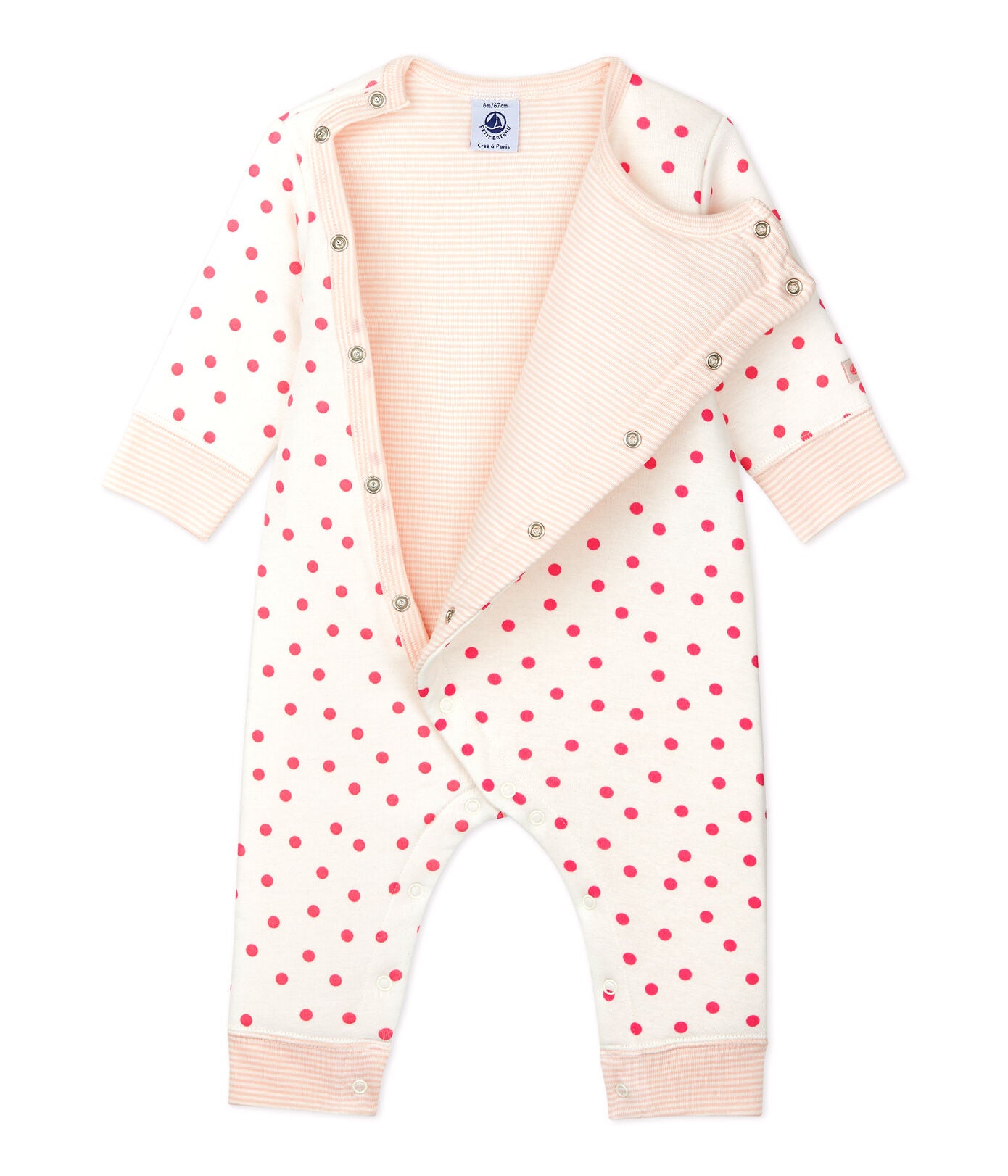 Baby Girls Pink Dots Cotton Babysuit