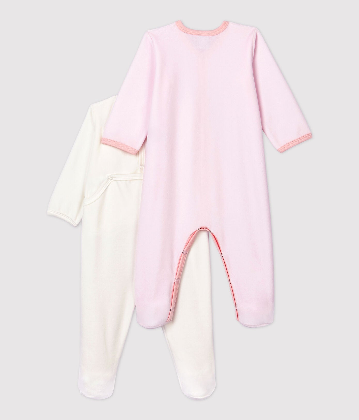 Baby Girls Pink & White Cotton Babysuit Set (2 Pack)