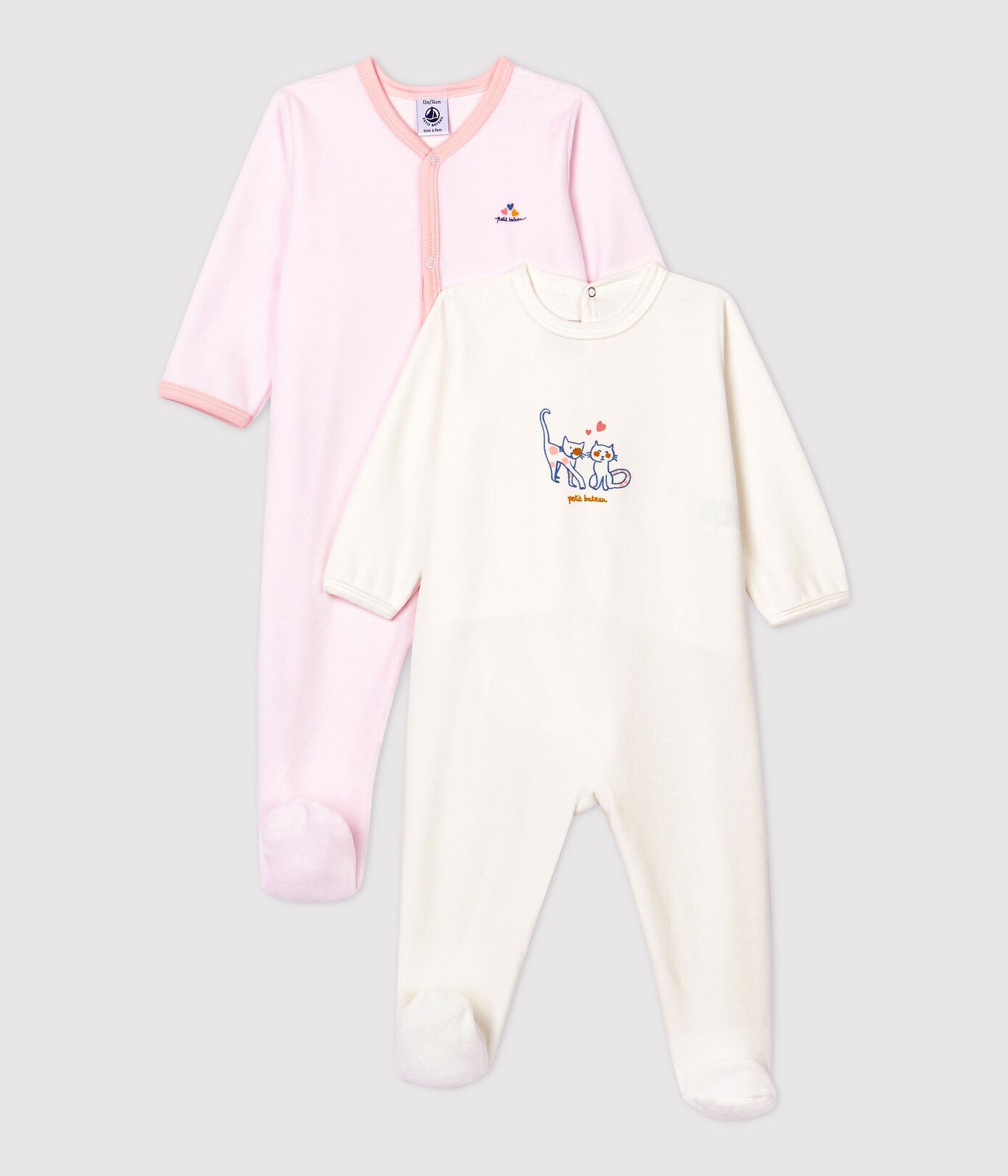 Baby Girls Pink & White Cotton Babysuit Set (2 Pack)