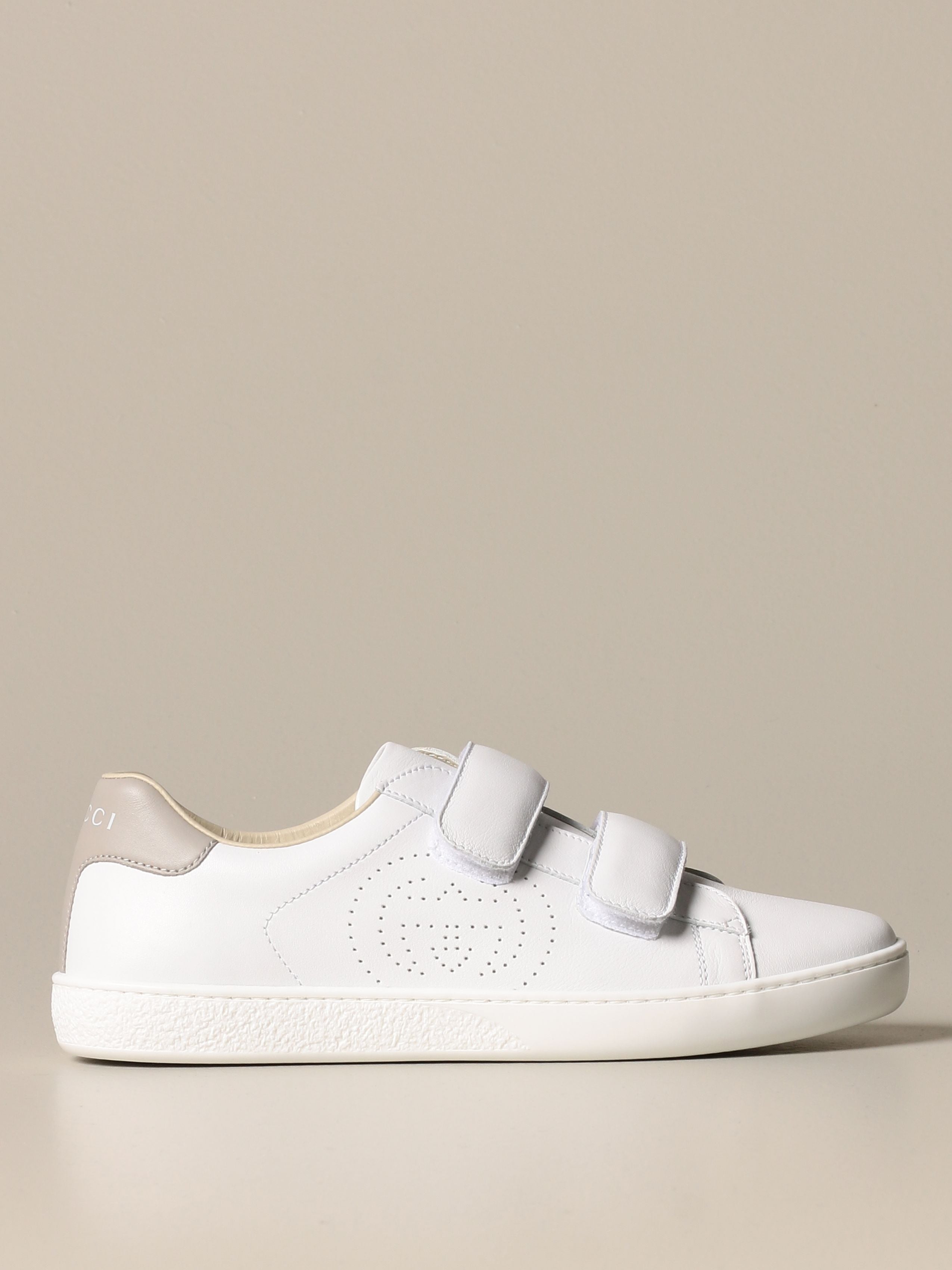 Boys & Girls White Calf Skin Sneakers