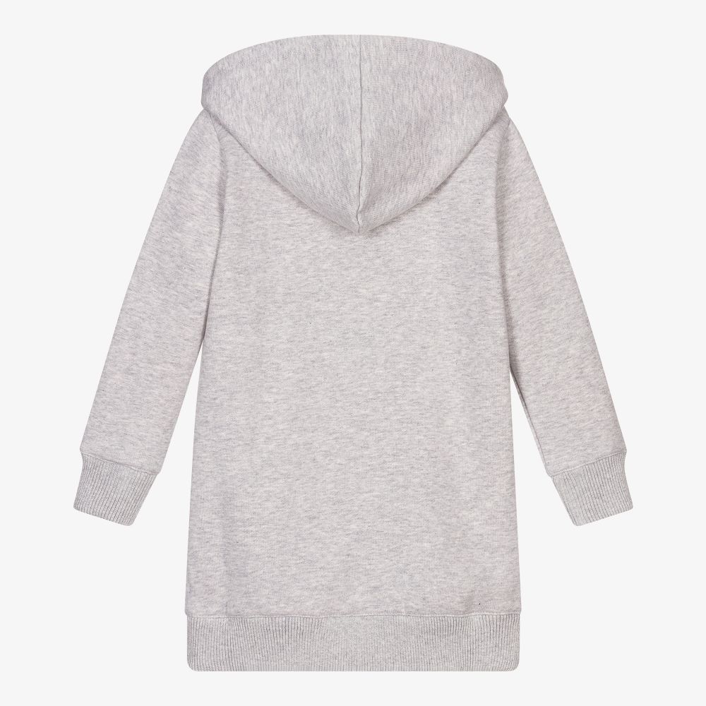 Girls Grey Hooded Cotton Dress