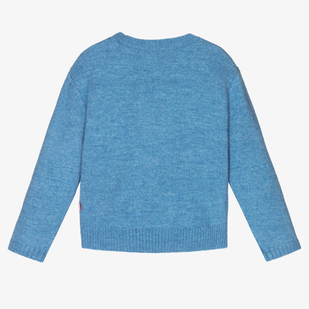 Girls Blue Bow Sequin Sweater