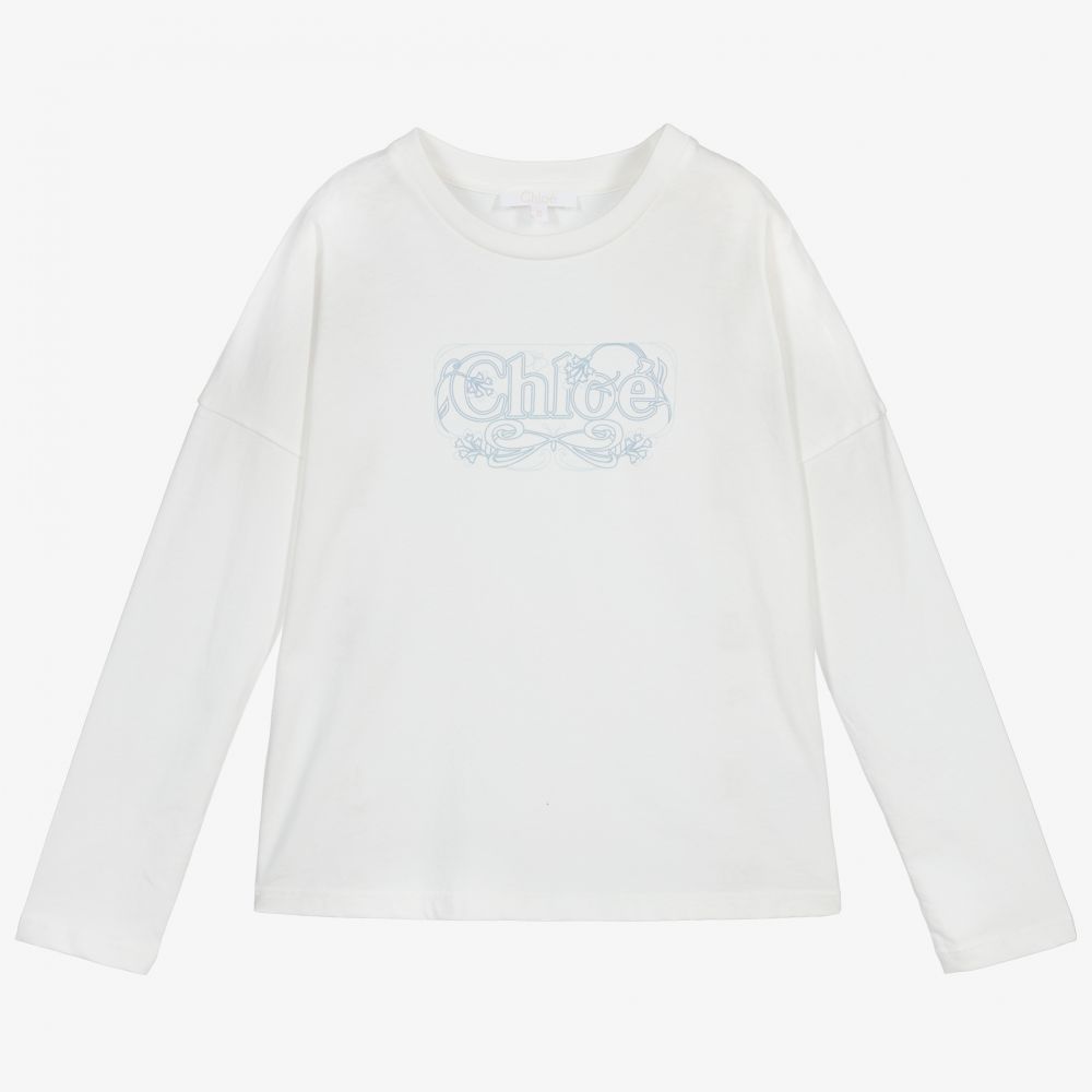 Girls White Logo Cotton Top