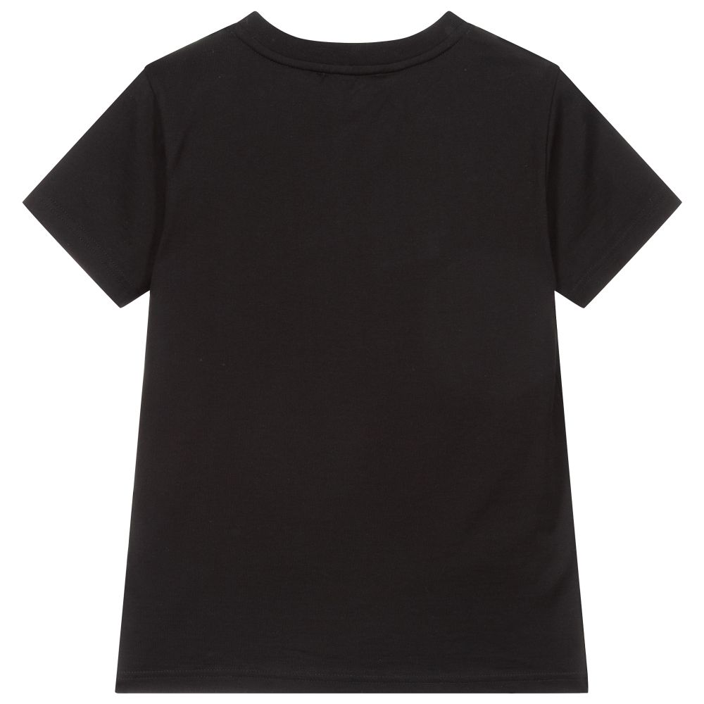 Boys Black Logo Cotton T-Shirt