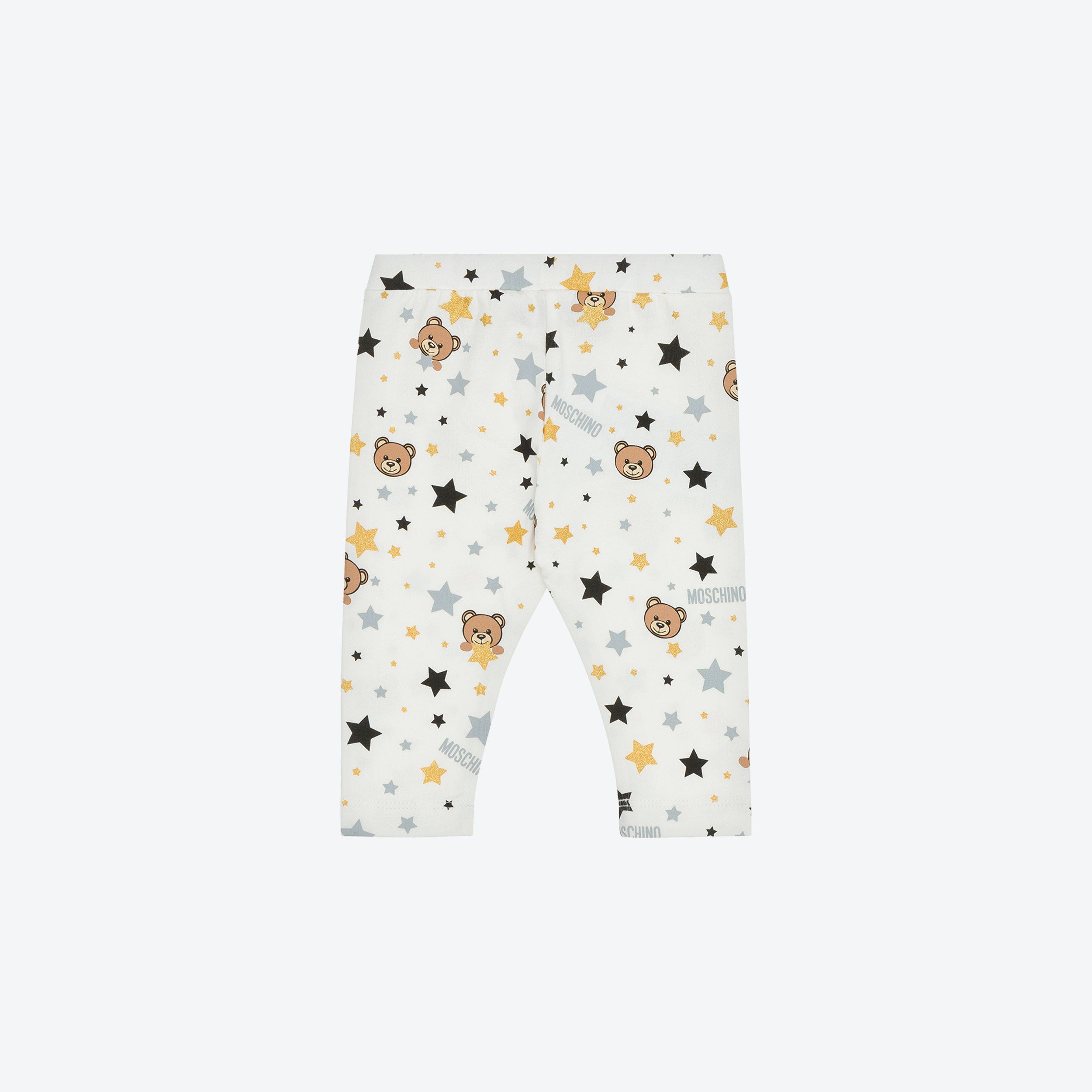 Baby Girls White Stars Printed Cotton Leggings