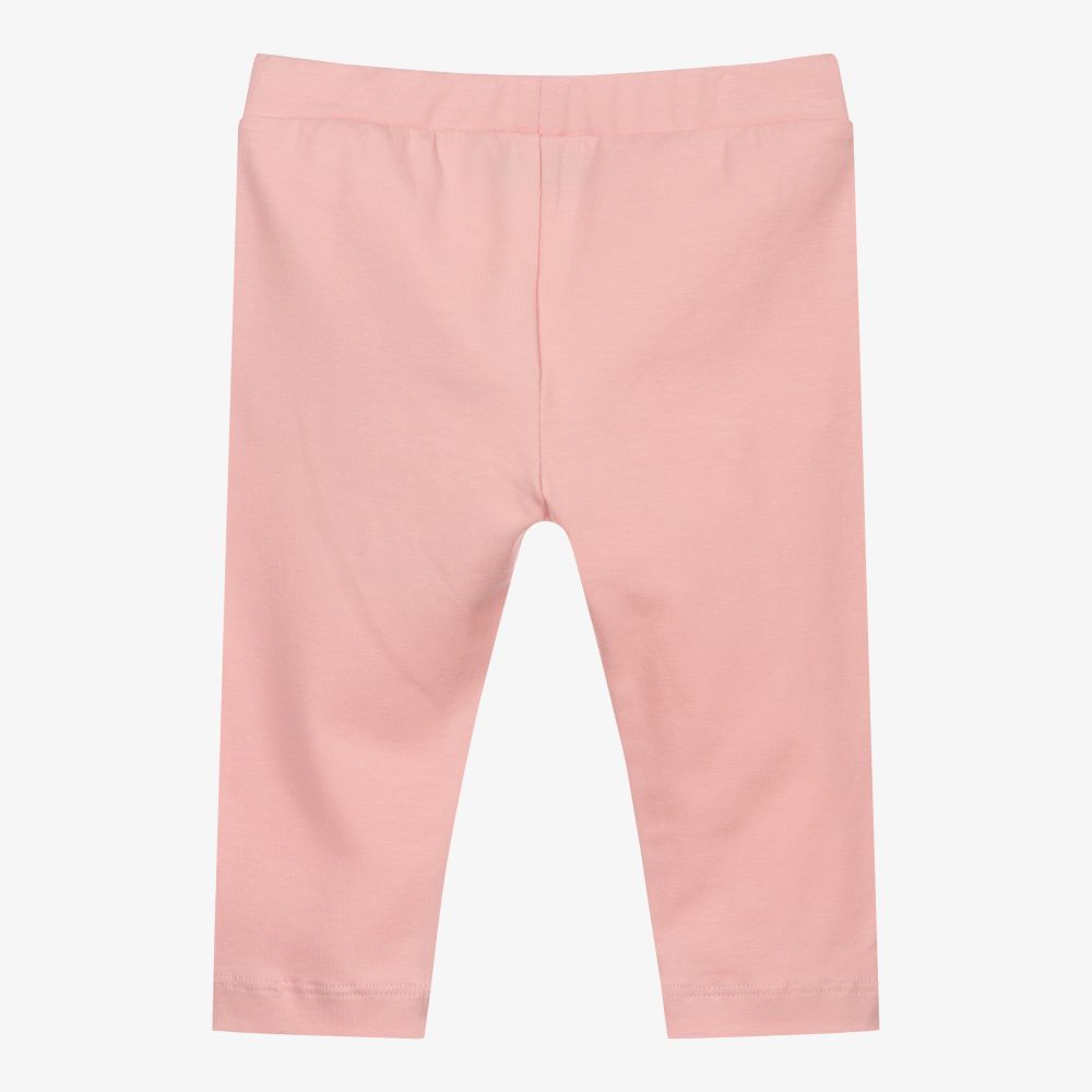 Baby Girls Pink Logo Cotton Leggings
