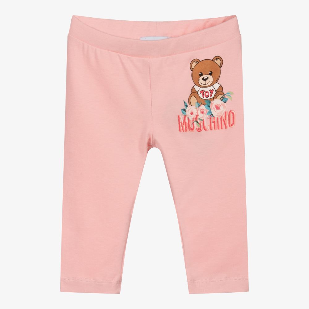 Baby Girls Pink Logo Cotton Leggings