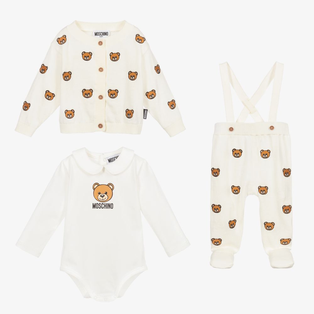 Baby Girls Ivory Knit Babysuit Set