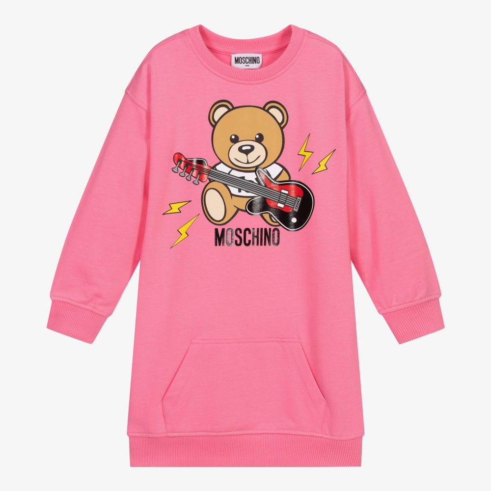 Girls Pink Logo Cotton Dress