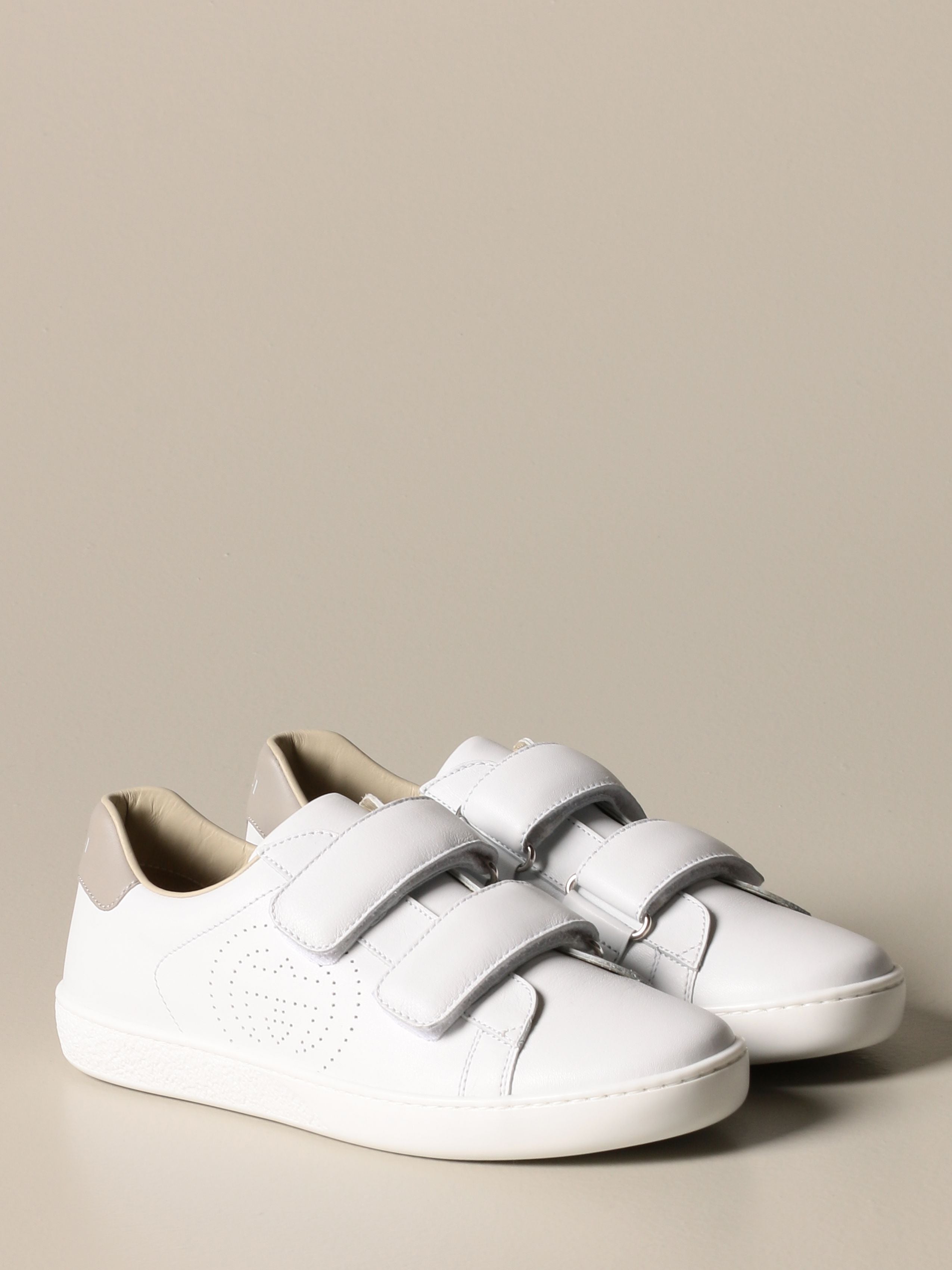 Boys & Girls White Calf Skin Sneakers