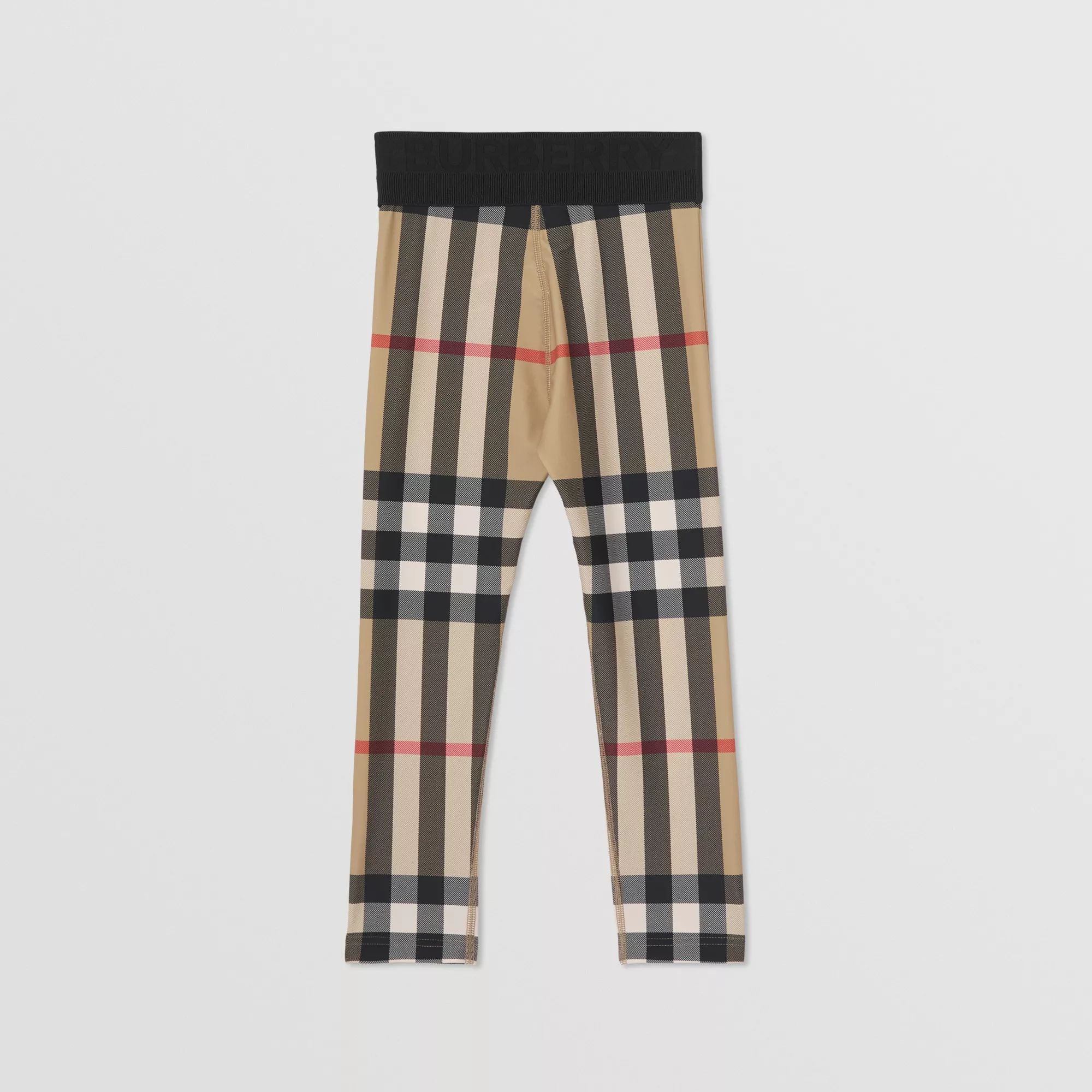 Girls Archive Beige Check Leggings