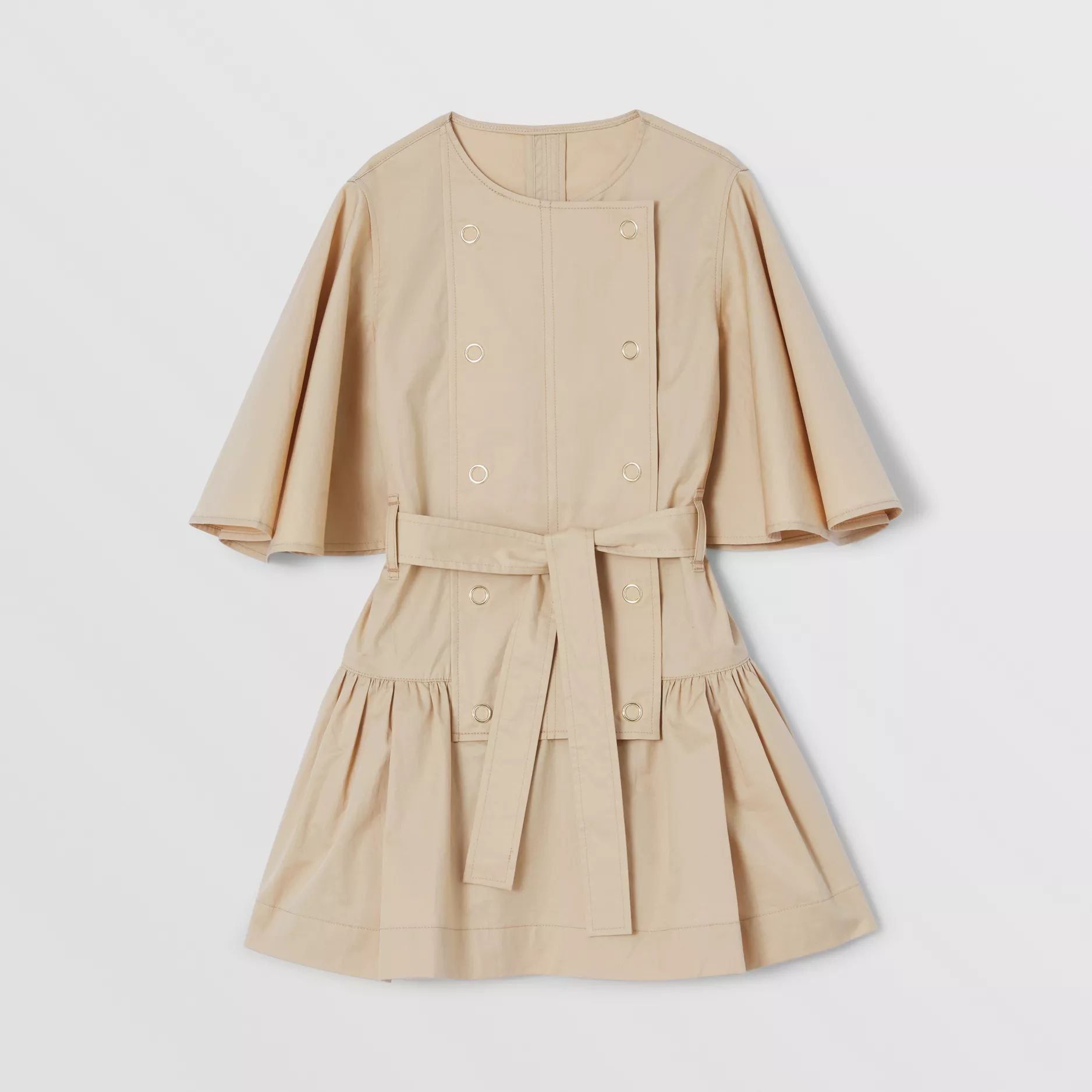 Girls Beige Cotton Dress