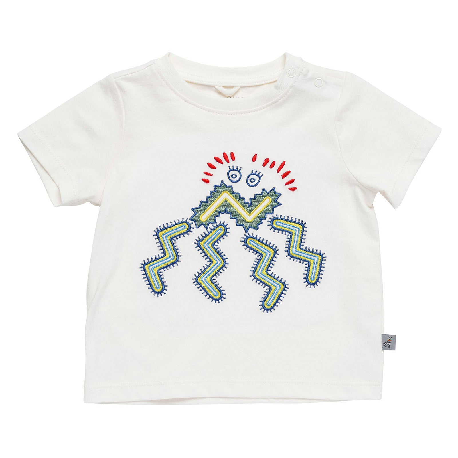 Baby Boys White Cotton Funny Face Embroidered T-Shirt - CÉMAROSE | Children's Fashion Store