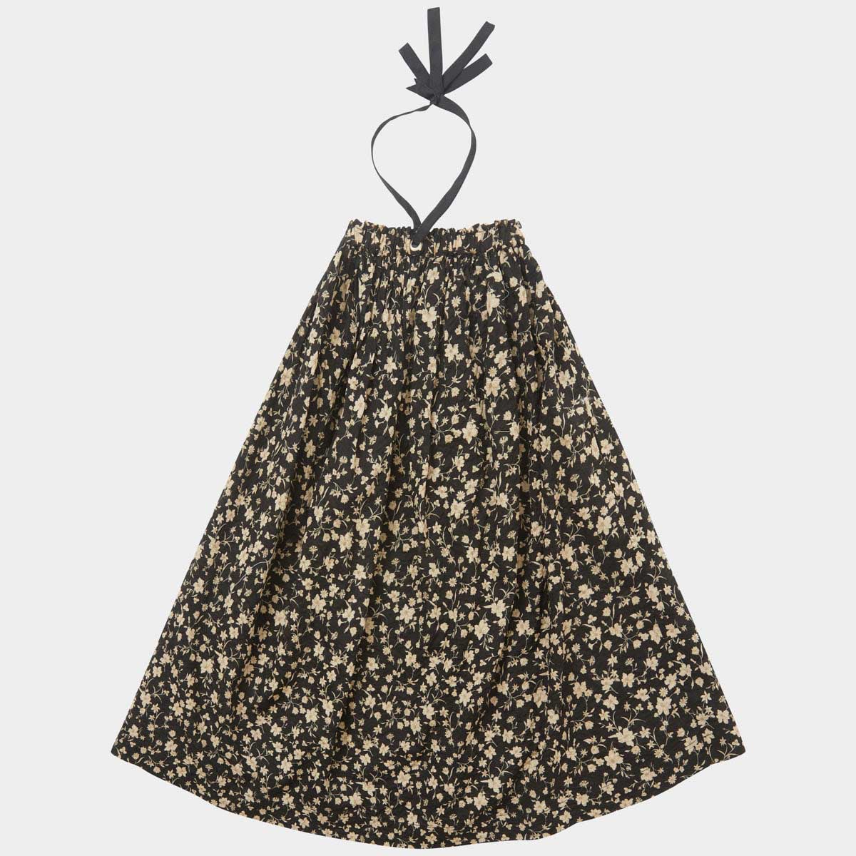 Girls Black Floral Cotton Dress